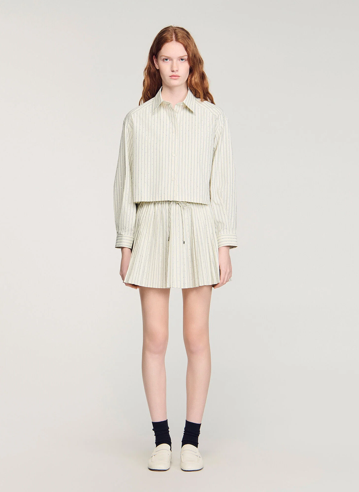 Chemise col classique à rayures SANDRO Beige