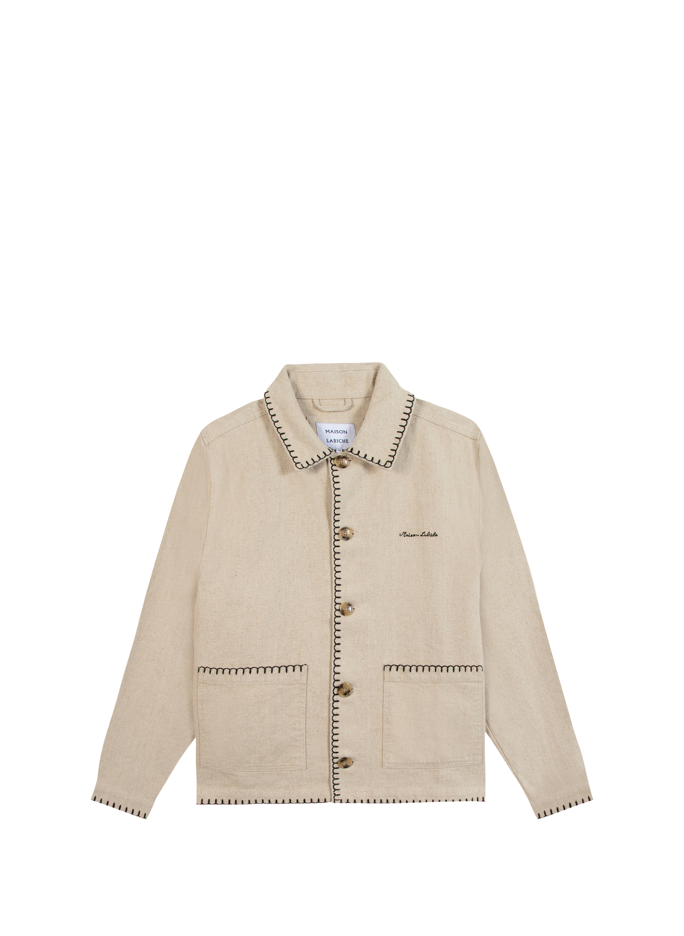 Veste Lemonnier brodée en coton et lin MAISON LABICHE Beige