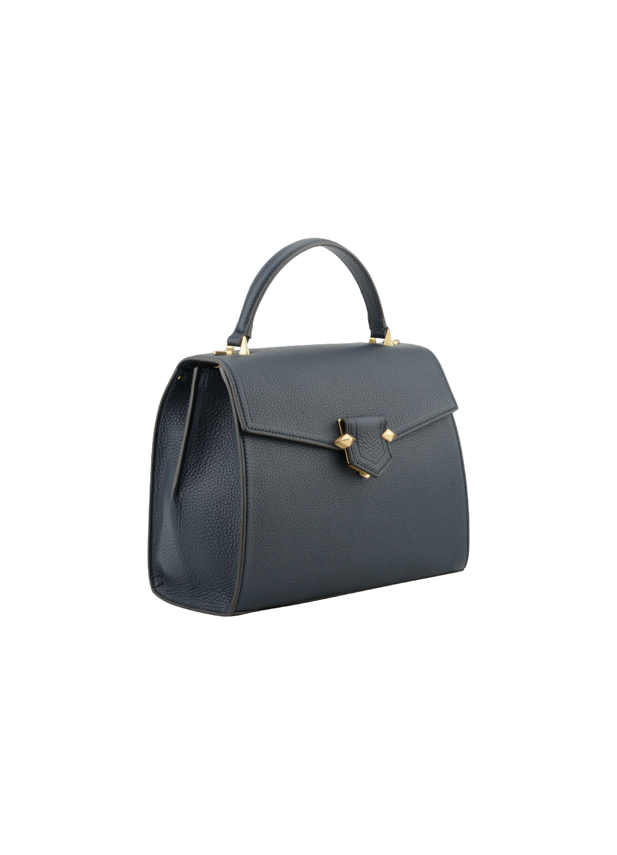 Sèvres | Sac porté main et épaule MM en cuir de veau grainé POURCHET Bleu