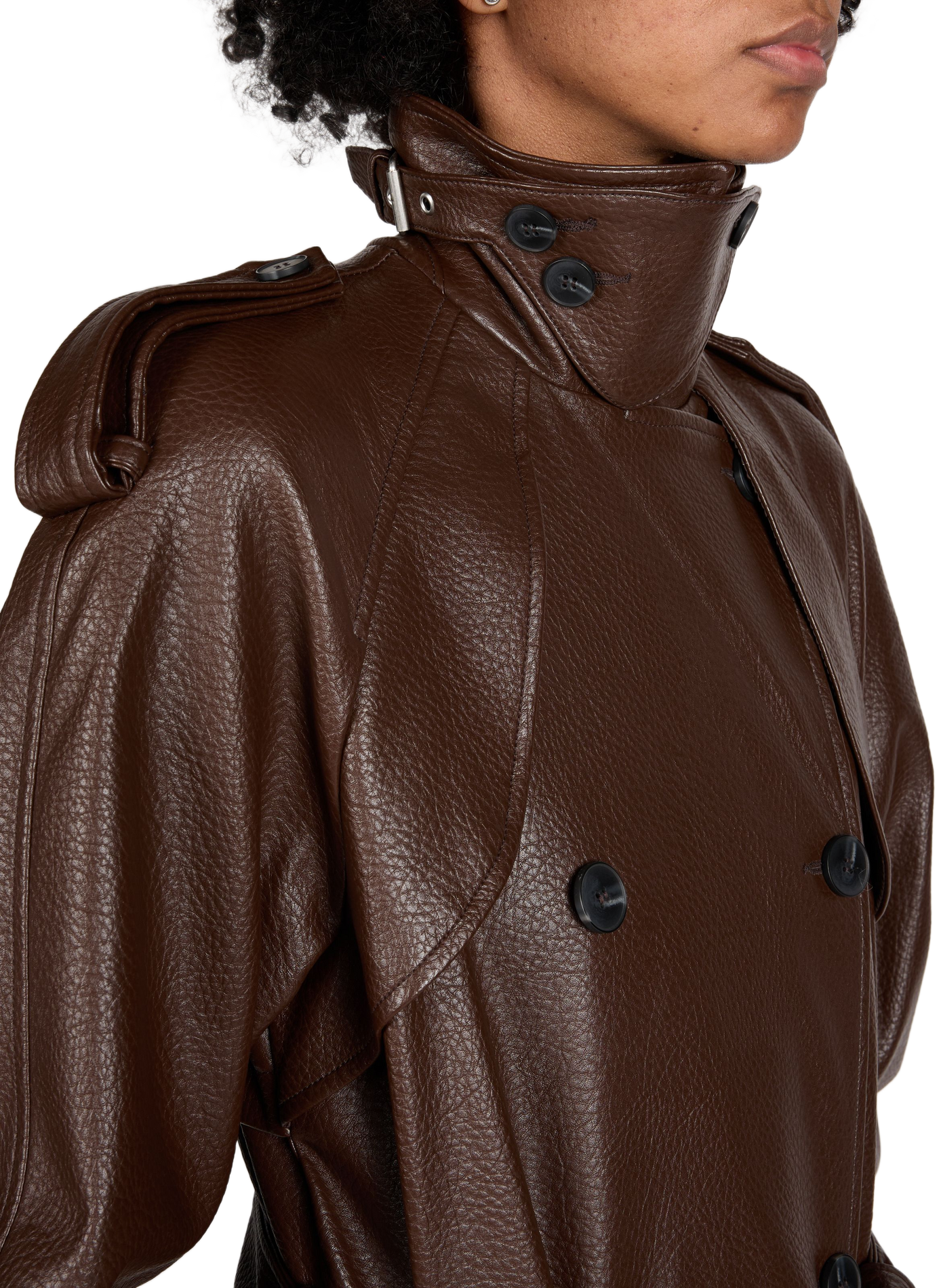 Grained straight trench coat TOPSHOP Brown