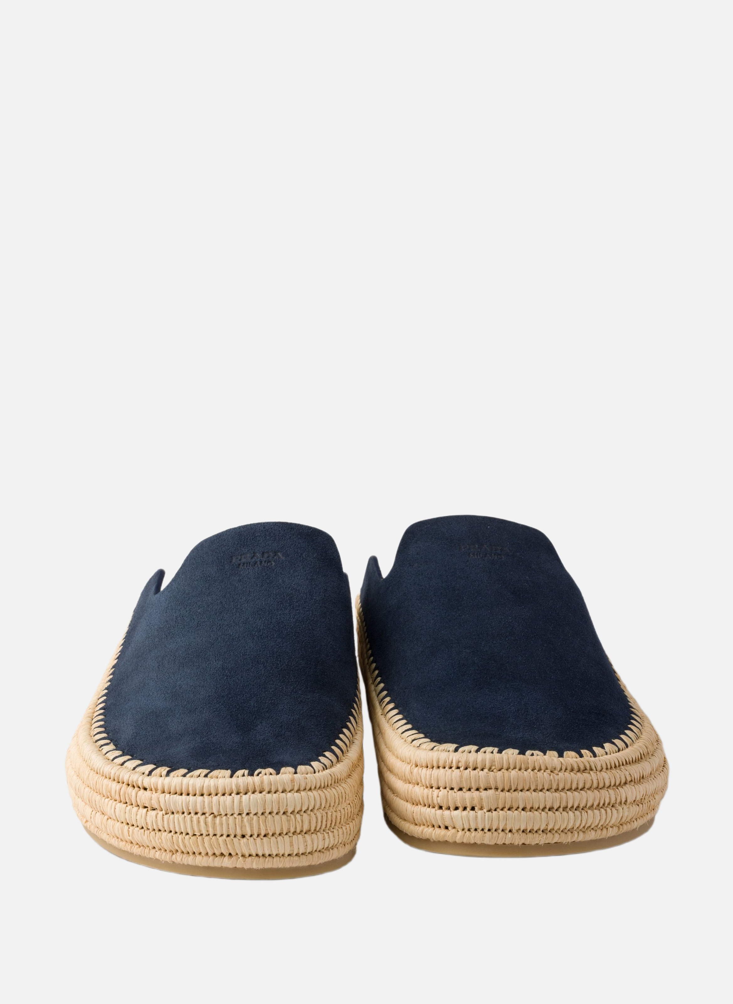 Mules en veau velours PRADA Bleu