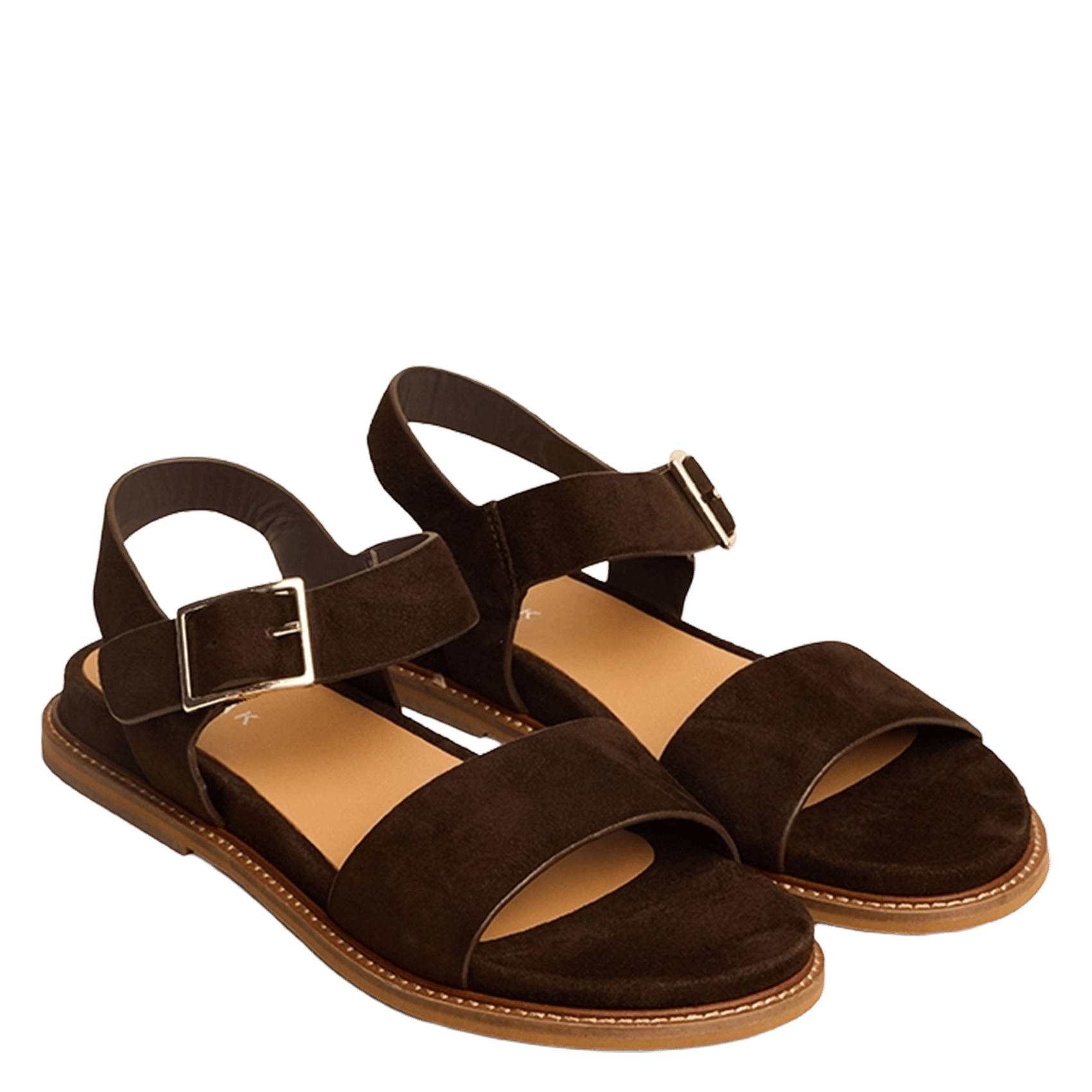 Sandales plates en cuir suédé acco JONAK Marron