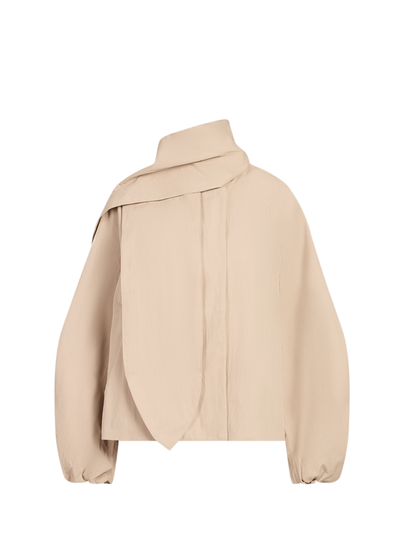 Jacket with puffy sleeves and detachable scarf collar OBJECT Beige