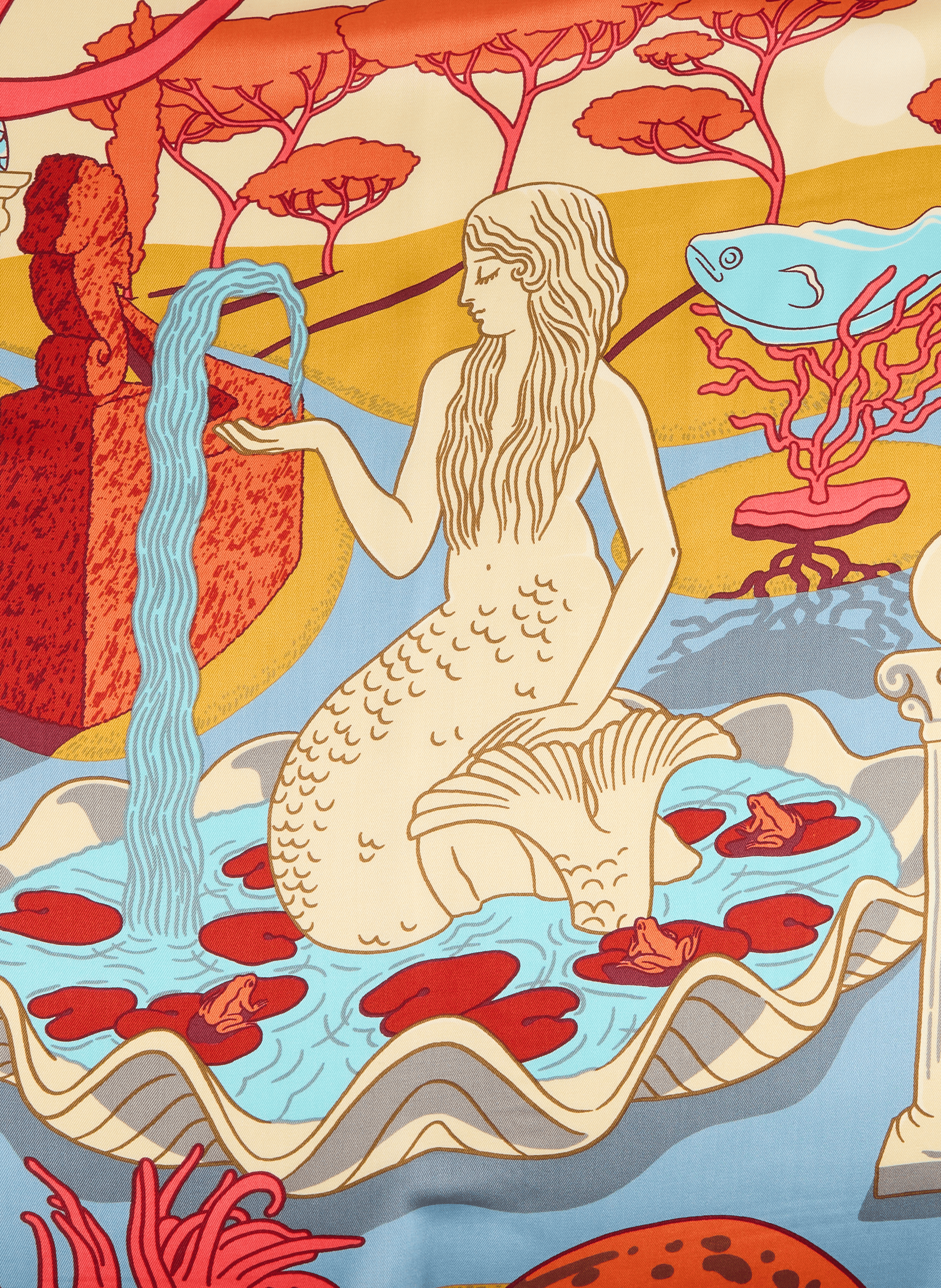 Pañuelo de seda estampado Jardín INOUITOOSH Amarillo