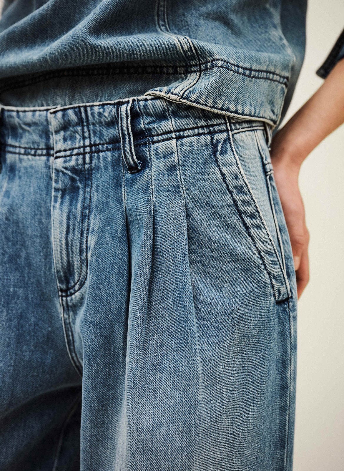 Pantalon large à pinces délavé toby BA&SH Bleu