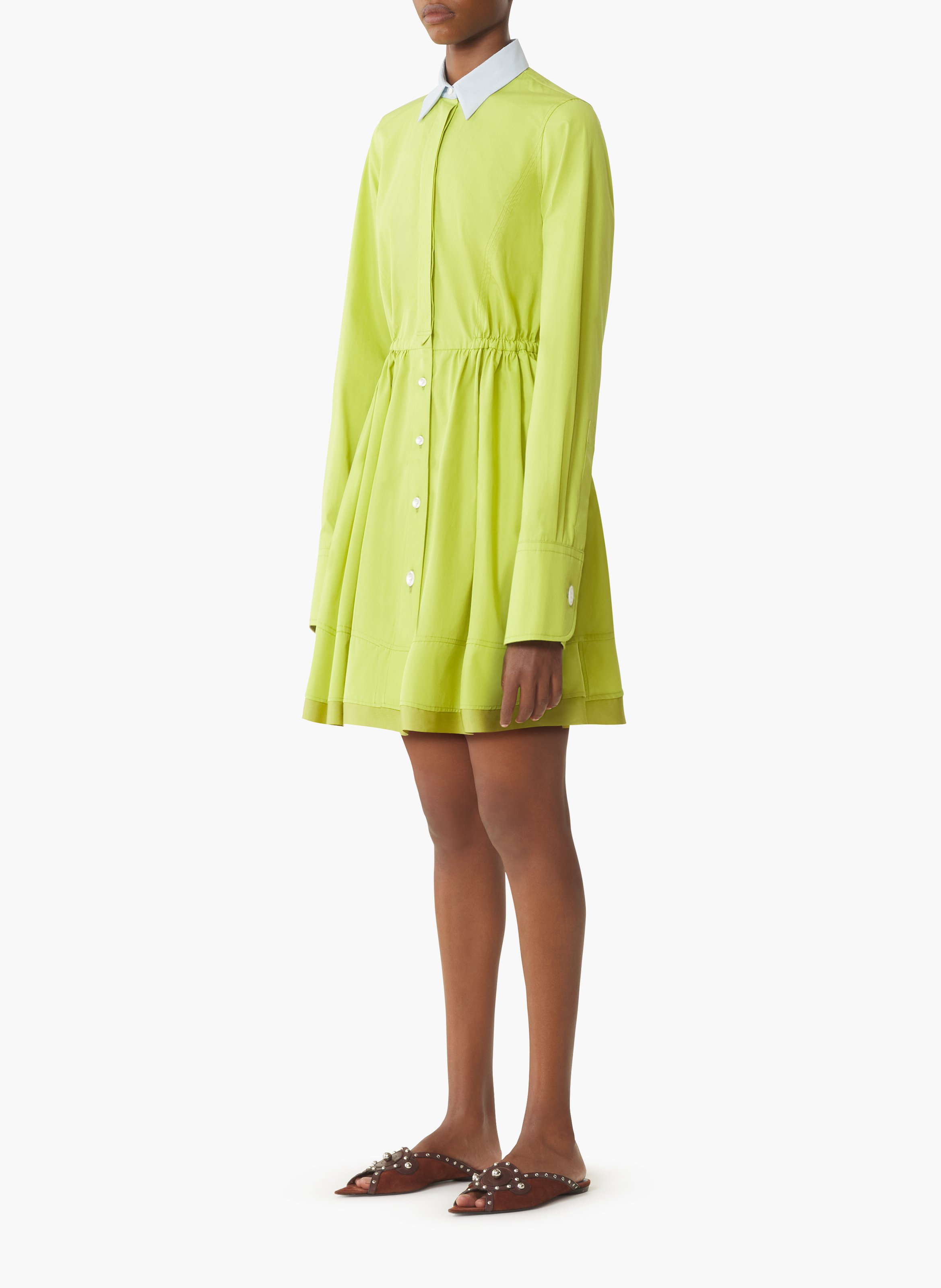 Robe chemise courte en popeline de coton LANVIN Vert
