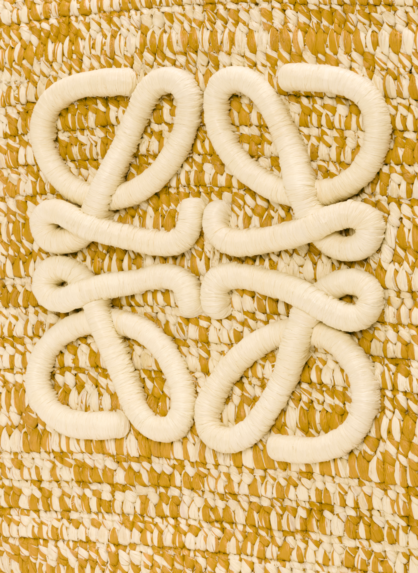 Panier Eclipse moyen en raphia et cuir de veau LOEWE Jaune