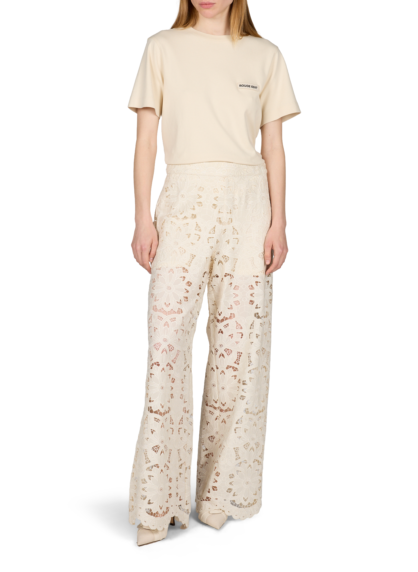Lace Rouemory pants ROUGE EDIT Beige