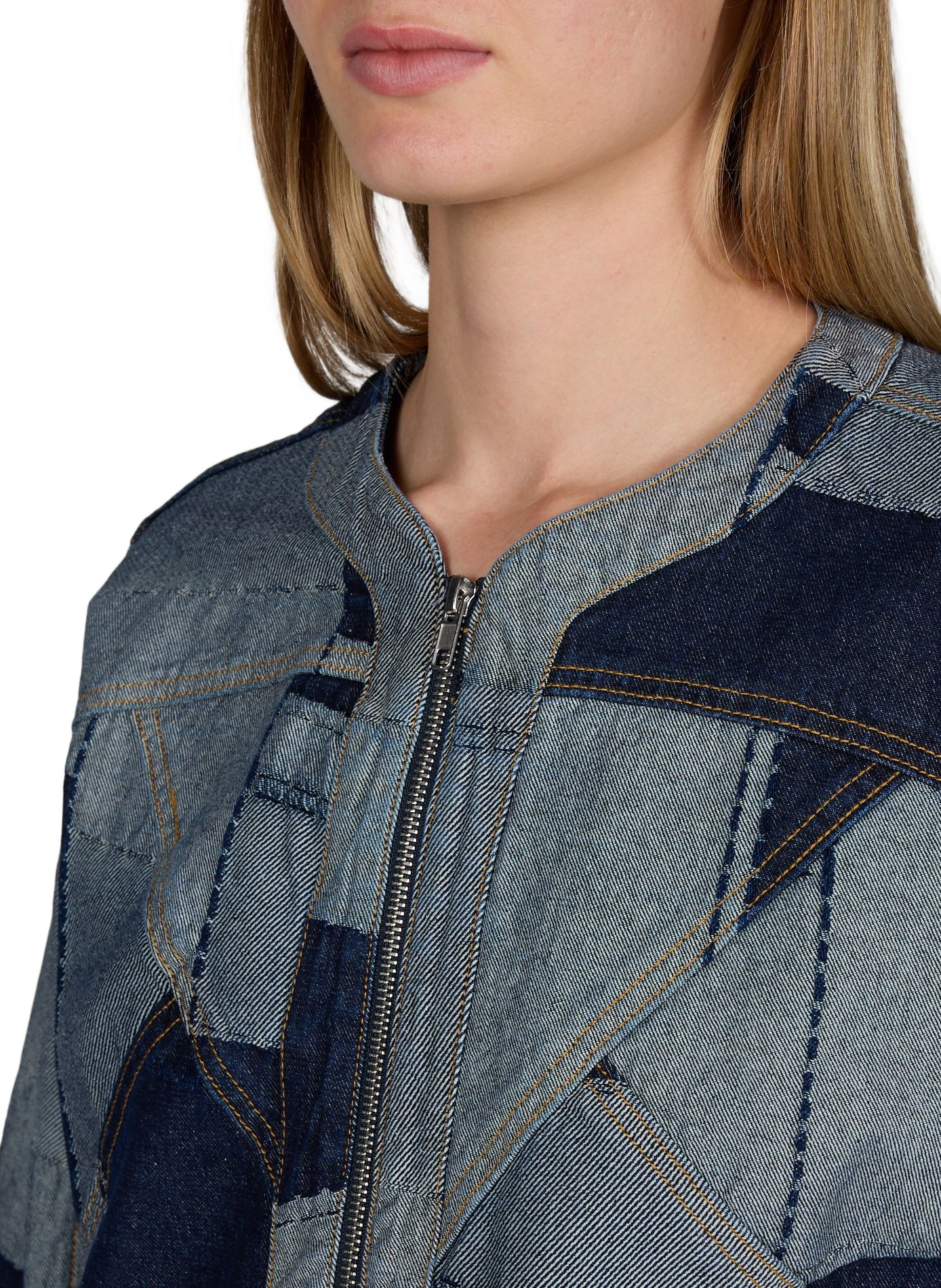 Denim patchwork cotton jacket by Vishelba VILA Blue