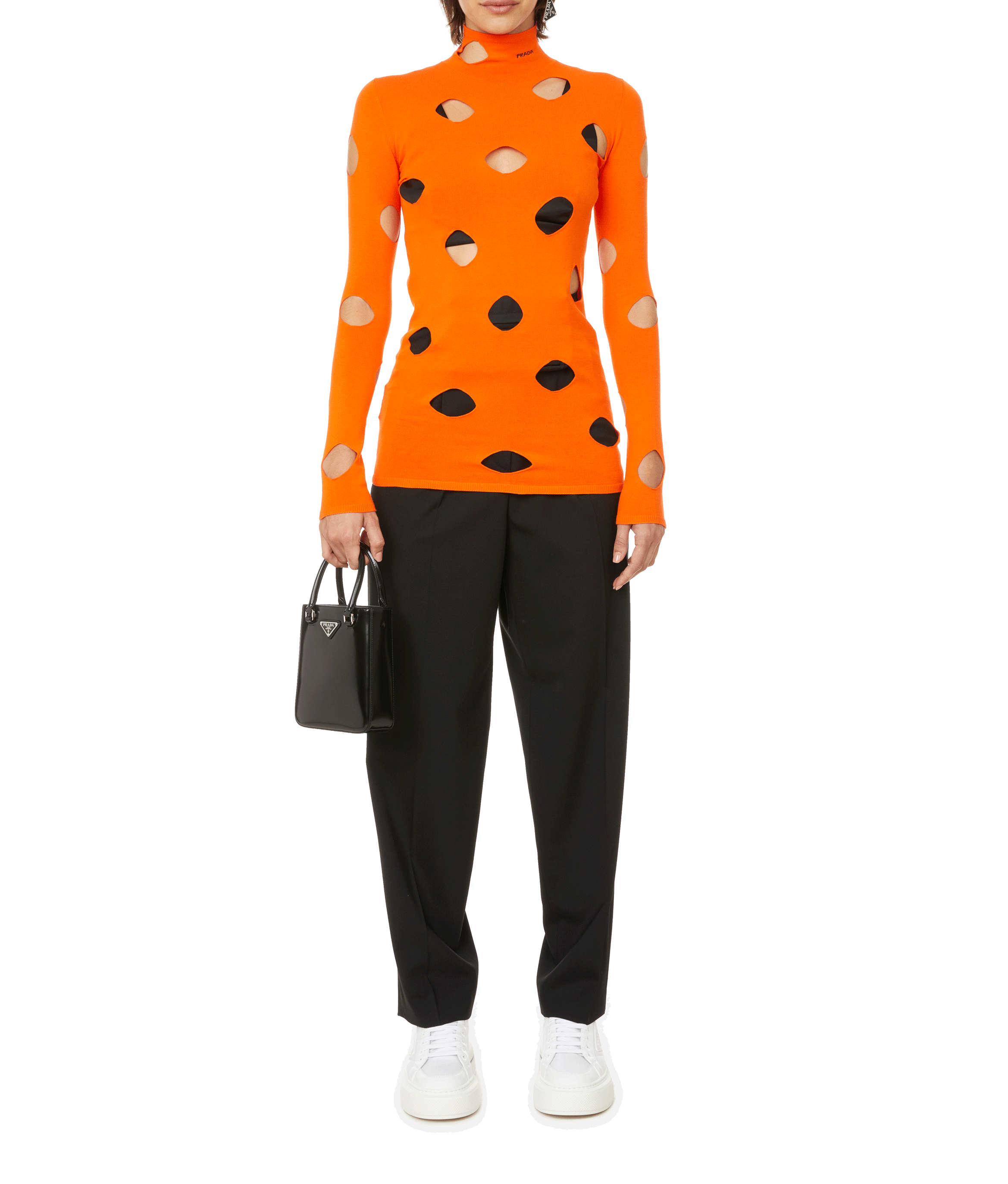 Strickpullover mit Ausschnitten PRADA Orange