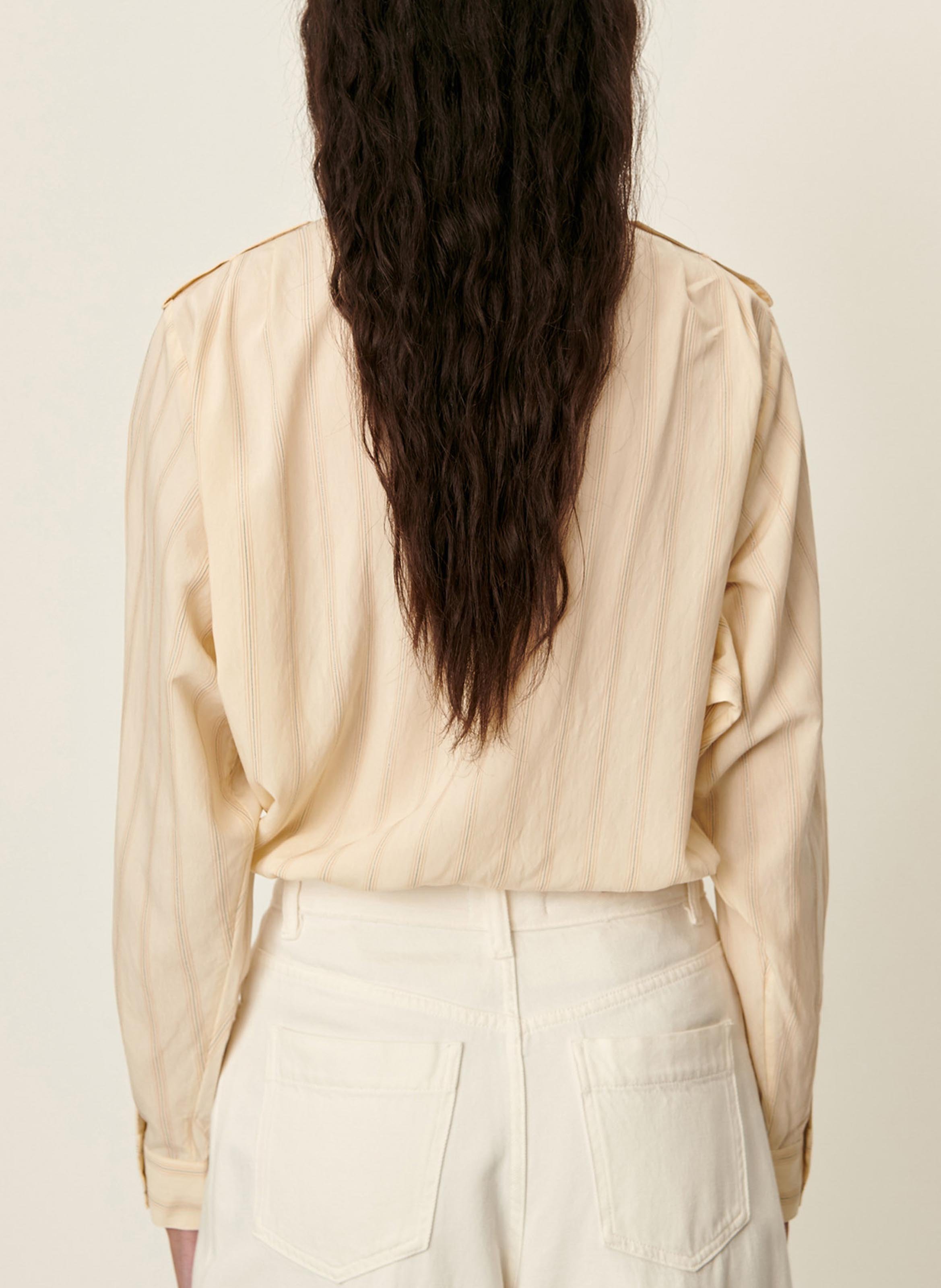 Chemise oversize en laine mélangée rayée SESSUN Beige