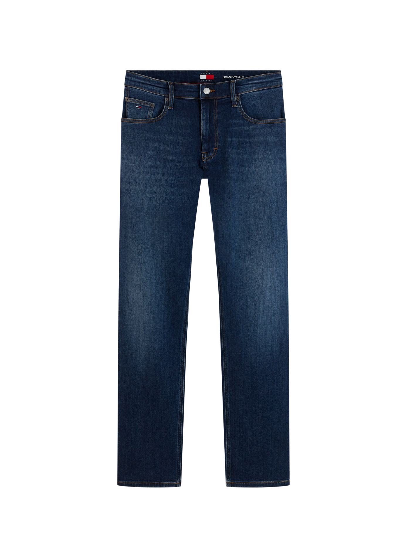 Jeans droit en coton mélangé TOMMY HILFIGER Bleu