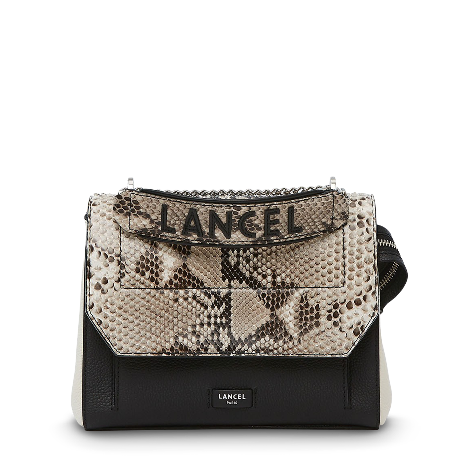 Sac rabat ninon de lancel en cuir de vachette graine & python LANCEL Noir