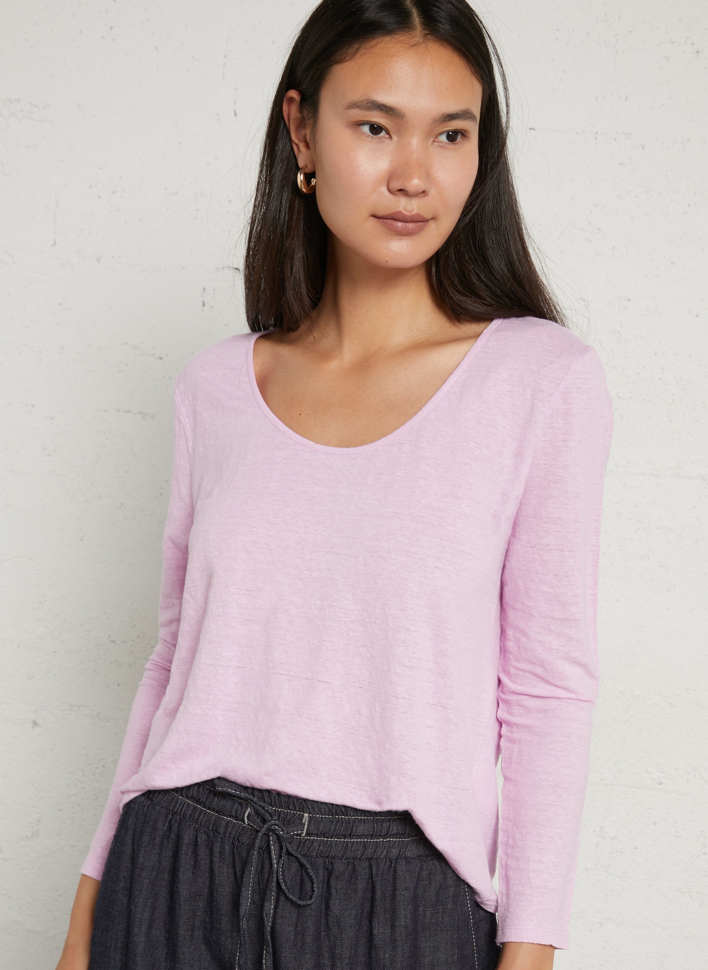 Tee-shirt droit col rond uni dualy AMERICAN VINTAGE Violet