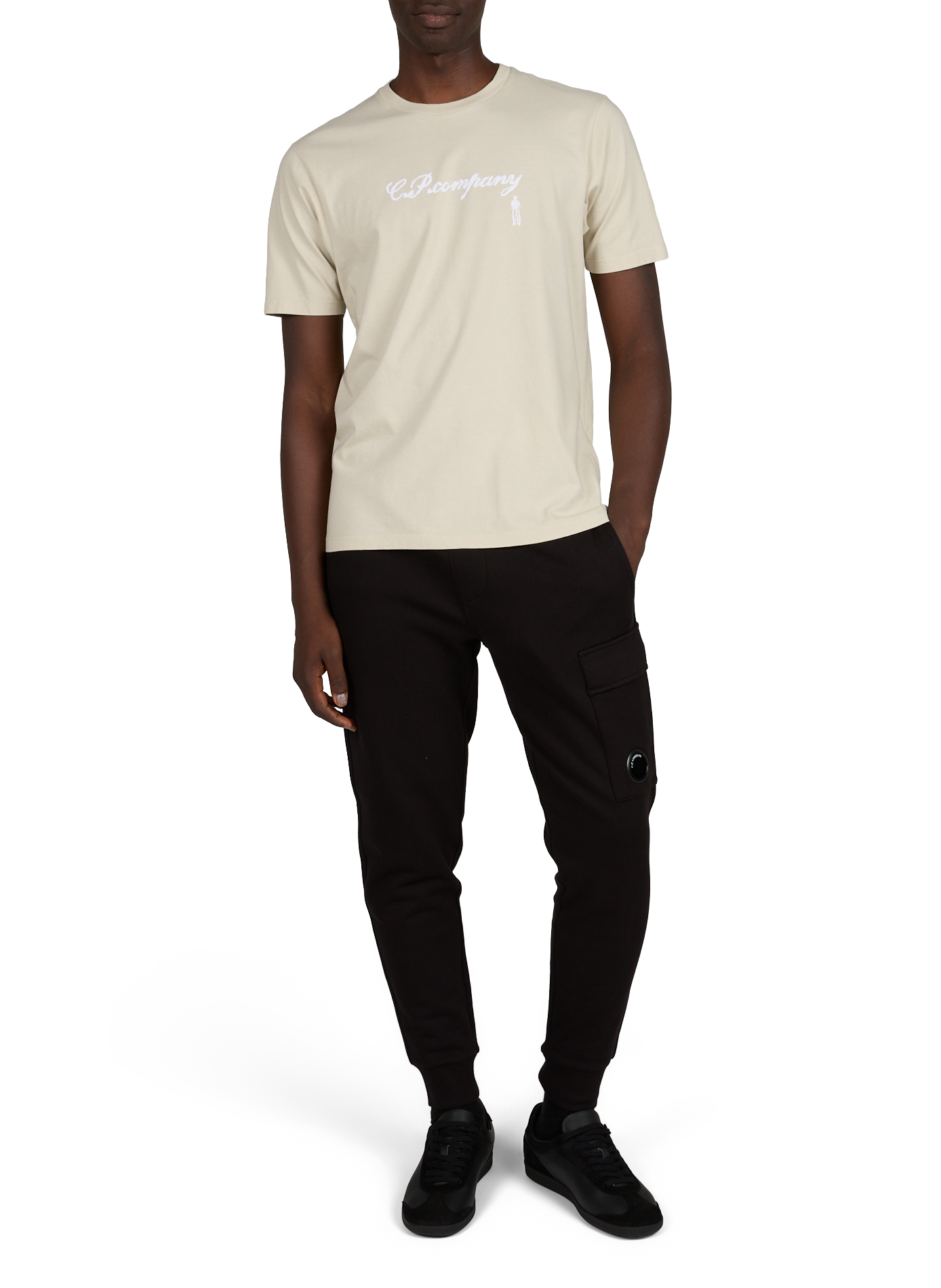 T-shirt met geborduurd logo van katoen CP COMPANY Beige