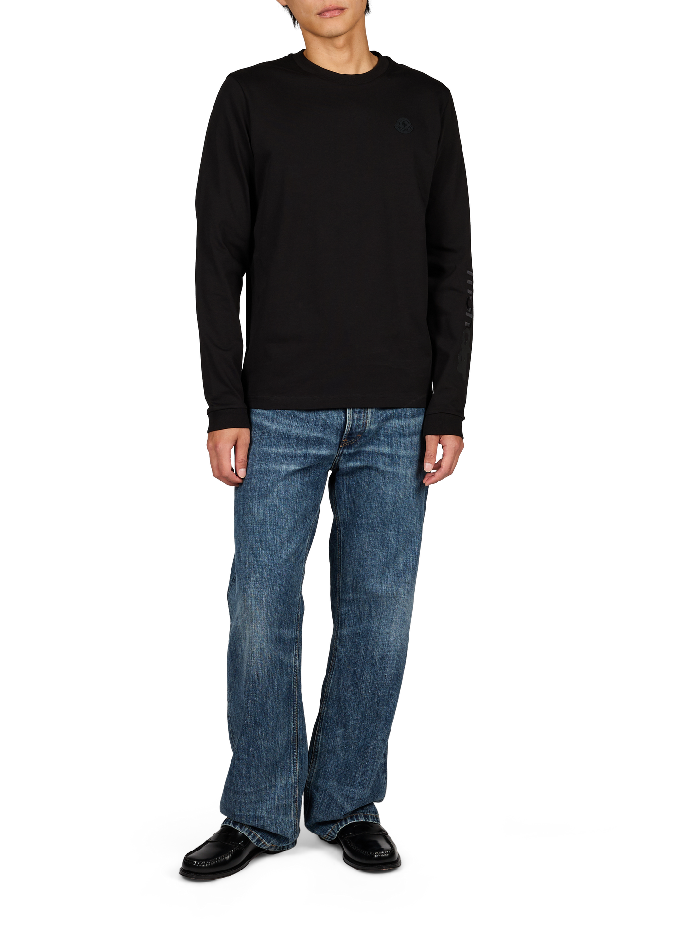 Long-sleeve cotton logo T-shirt MONCLER Black