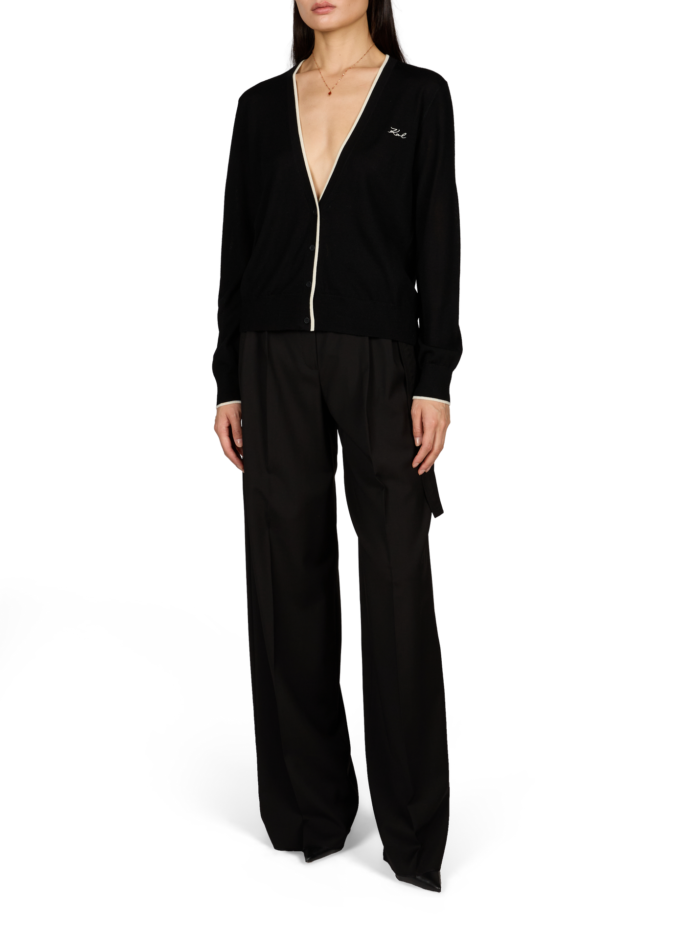 V-neck wool vest KARL LAGERFELD Black