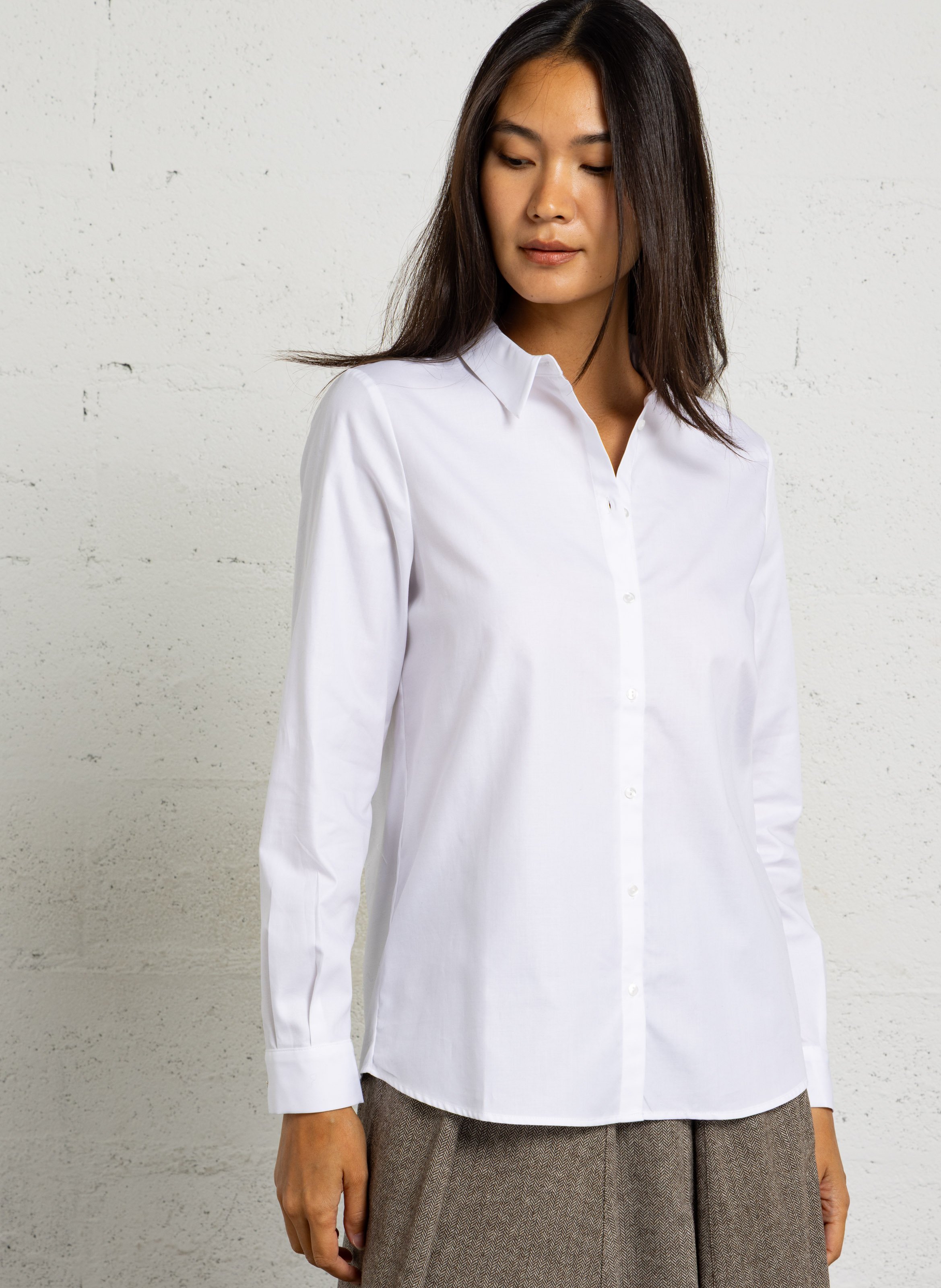 Chemise droite col cassique en coton carla MAISON 123 Blanc