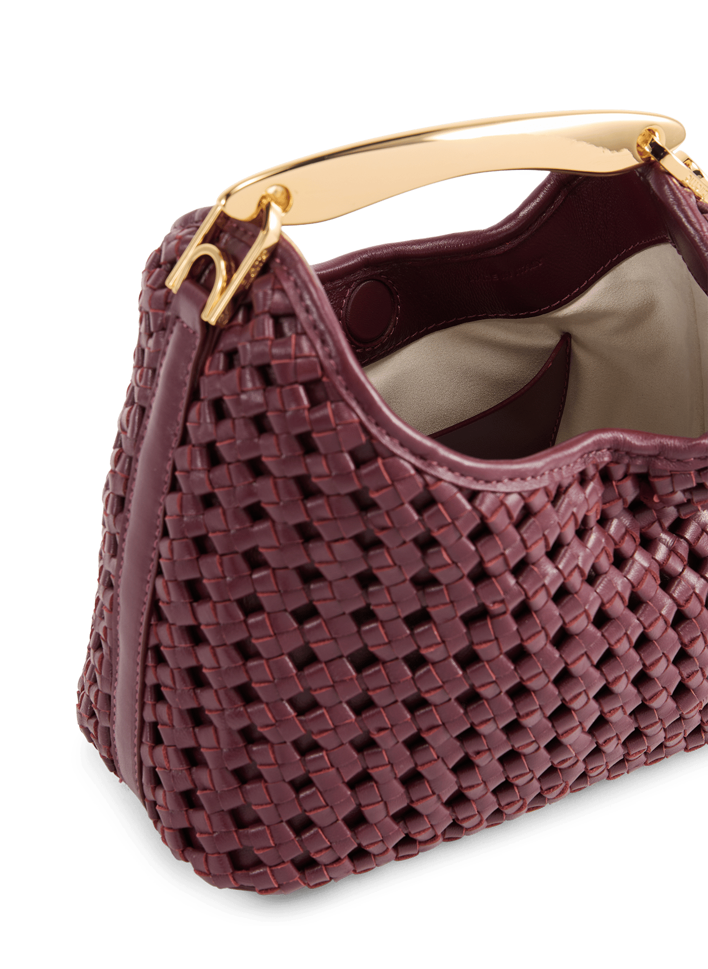Small boomerang handbag in braided leather ELLEME Red