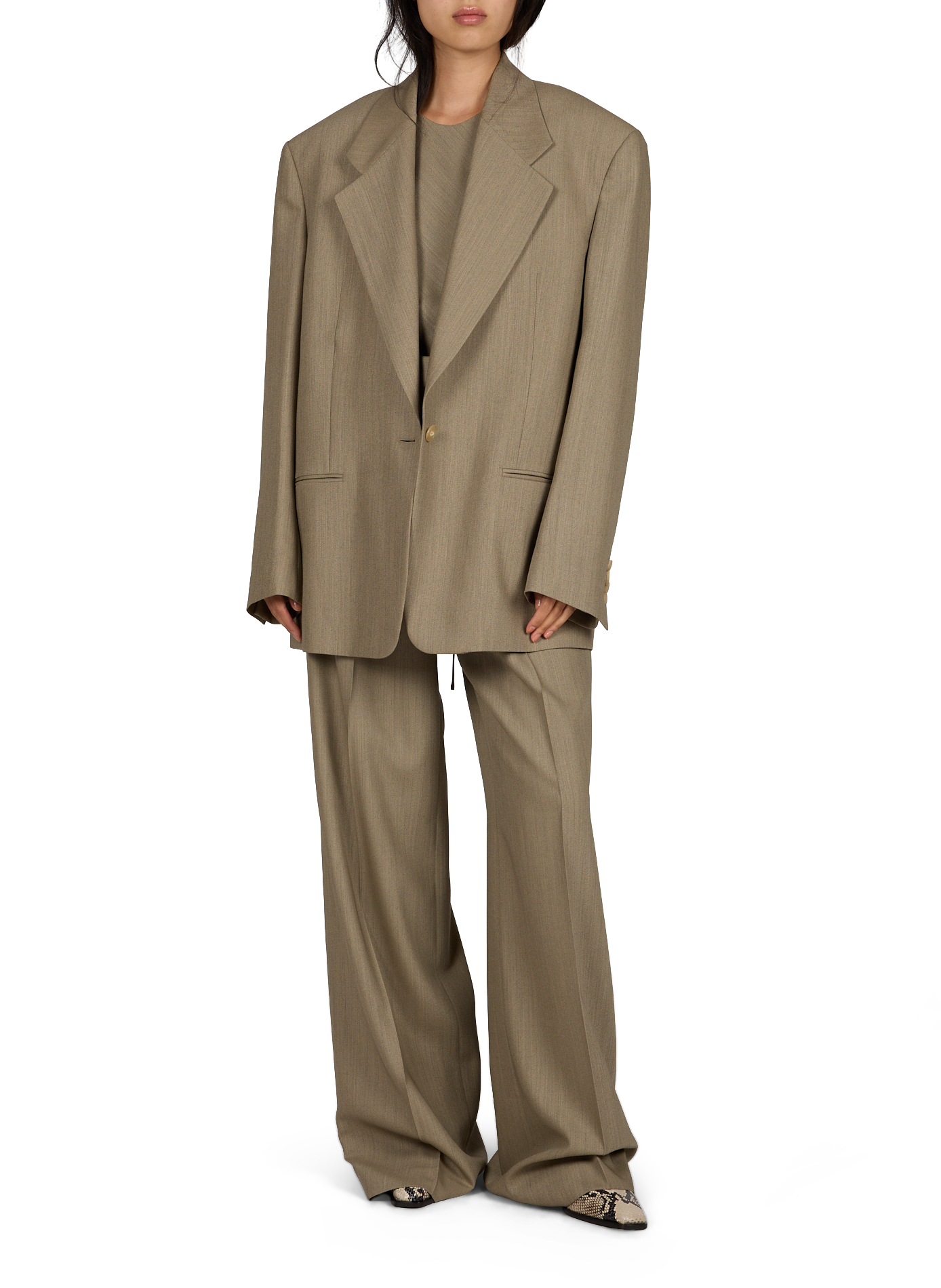 Blazer droit en laine mélangée CALVIN KLEIN COLLECTION Marron