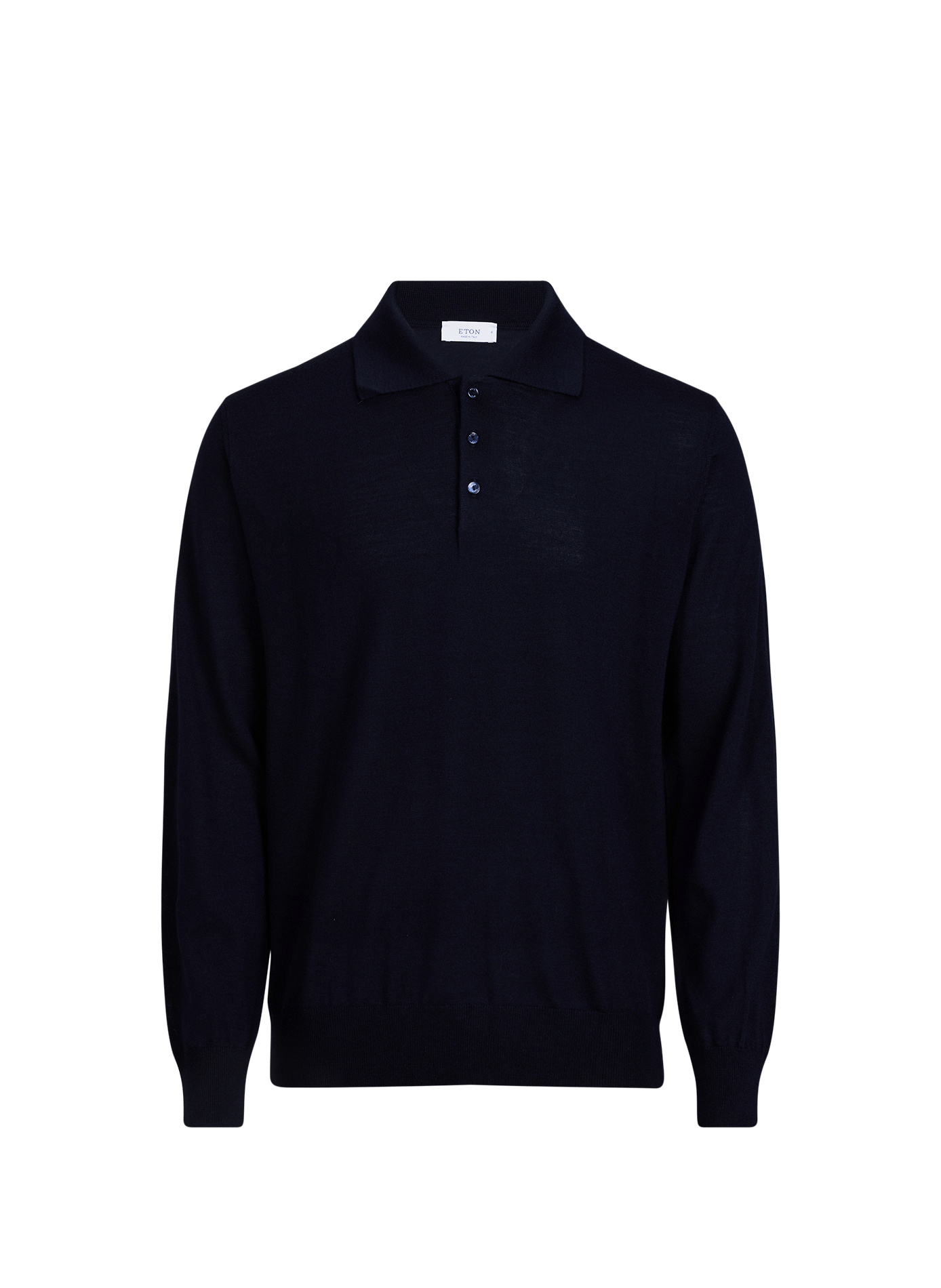 Plain wool long-sleeve polo ETON Blue