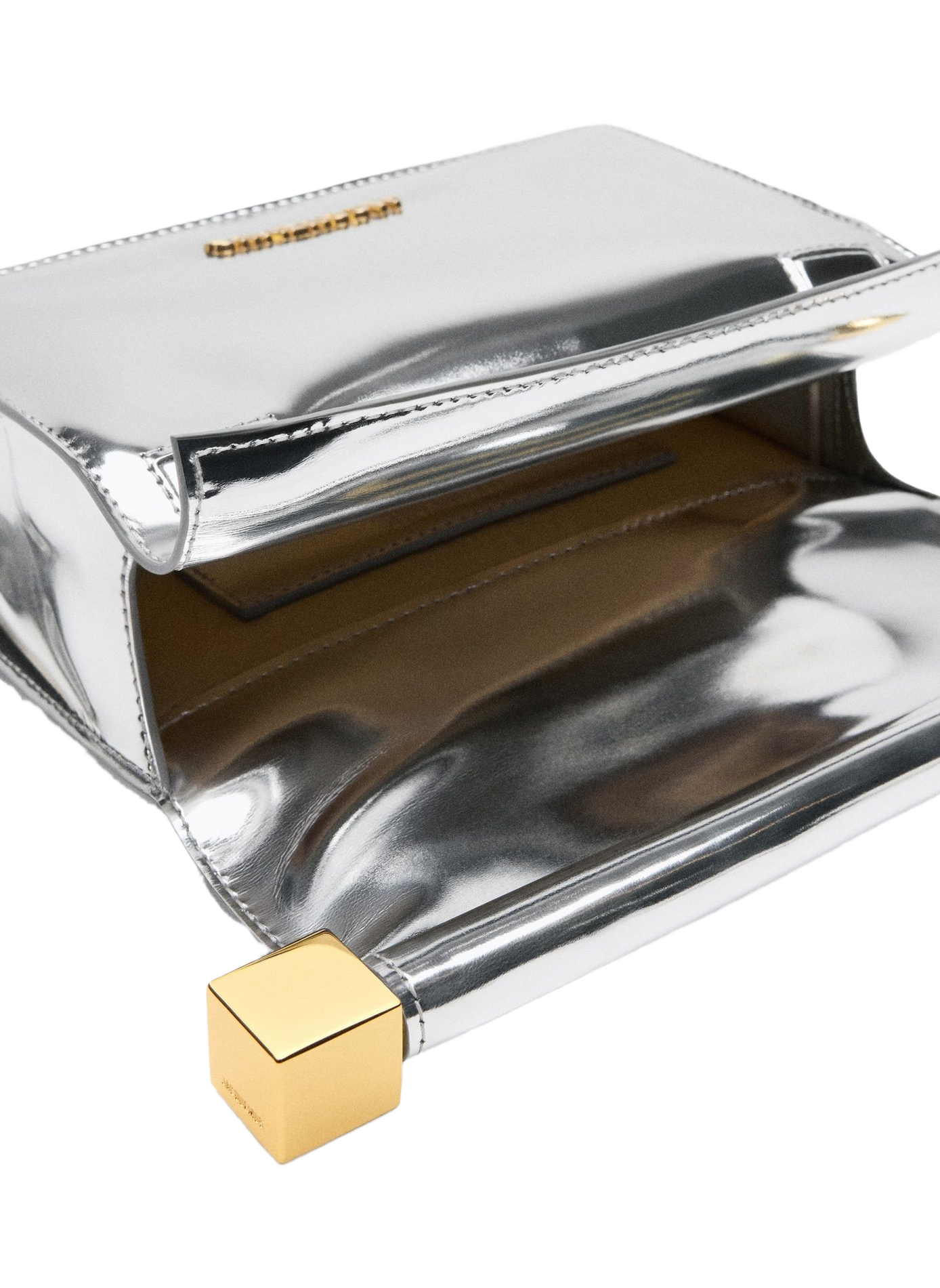 La petite pochette Rond Carré métallisée JACQUEMUS Silver