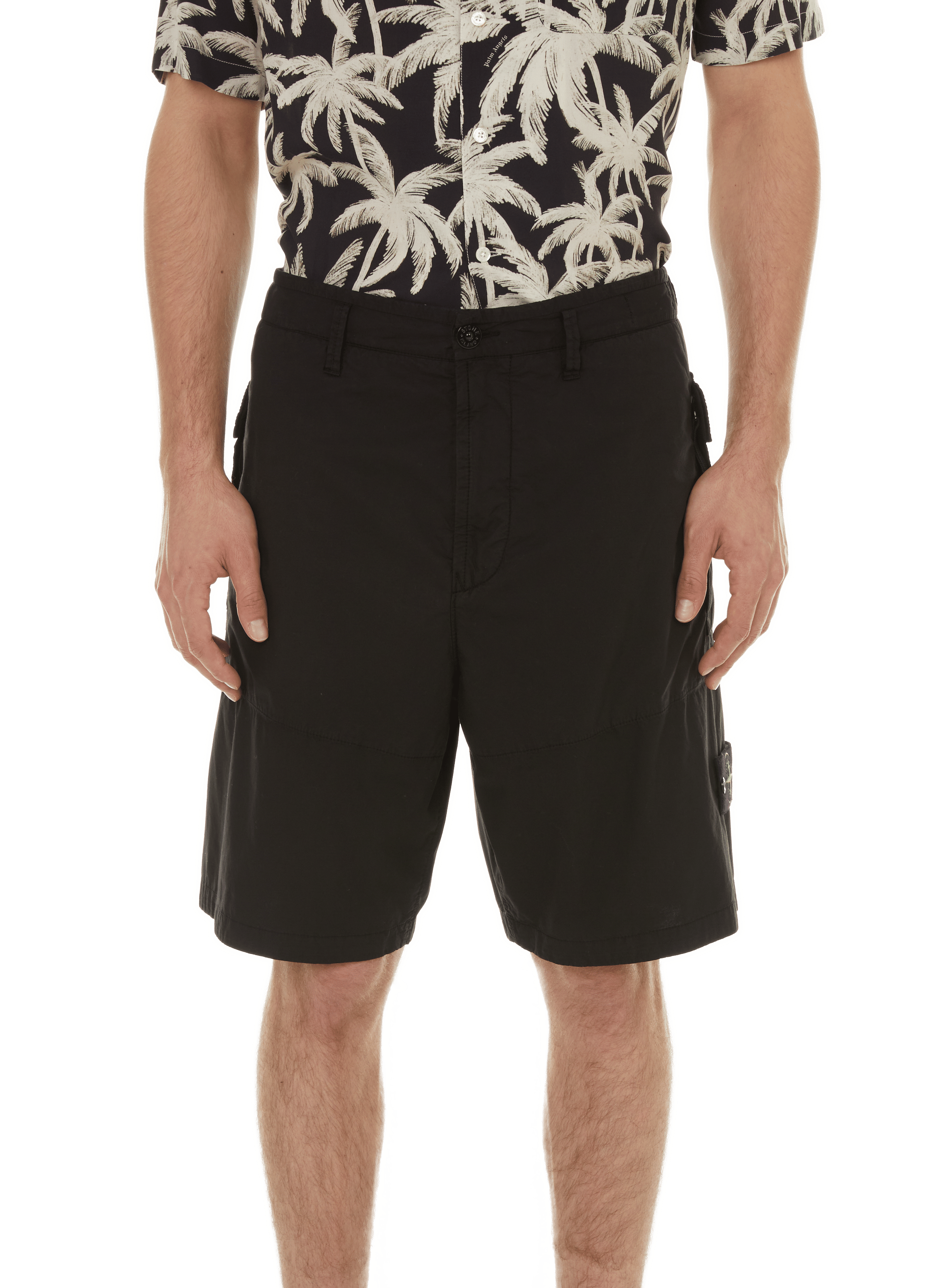 STONE ISLAND Solid colour shorts Black