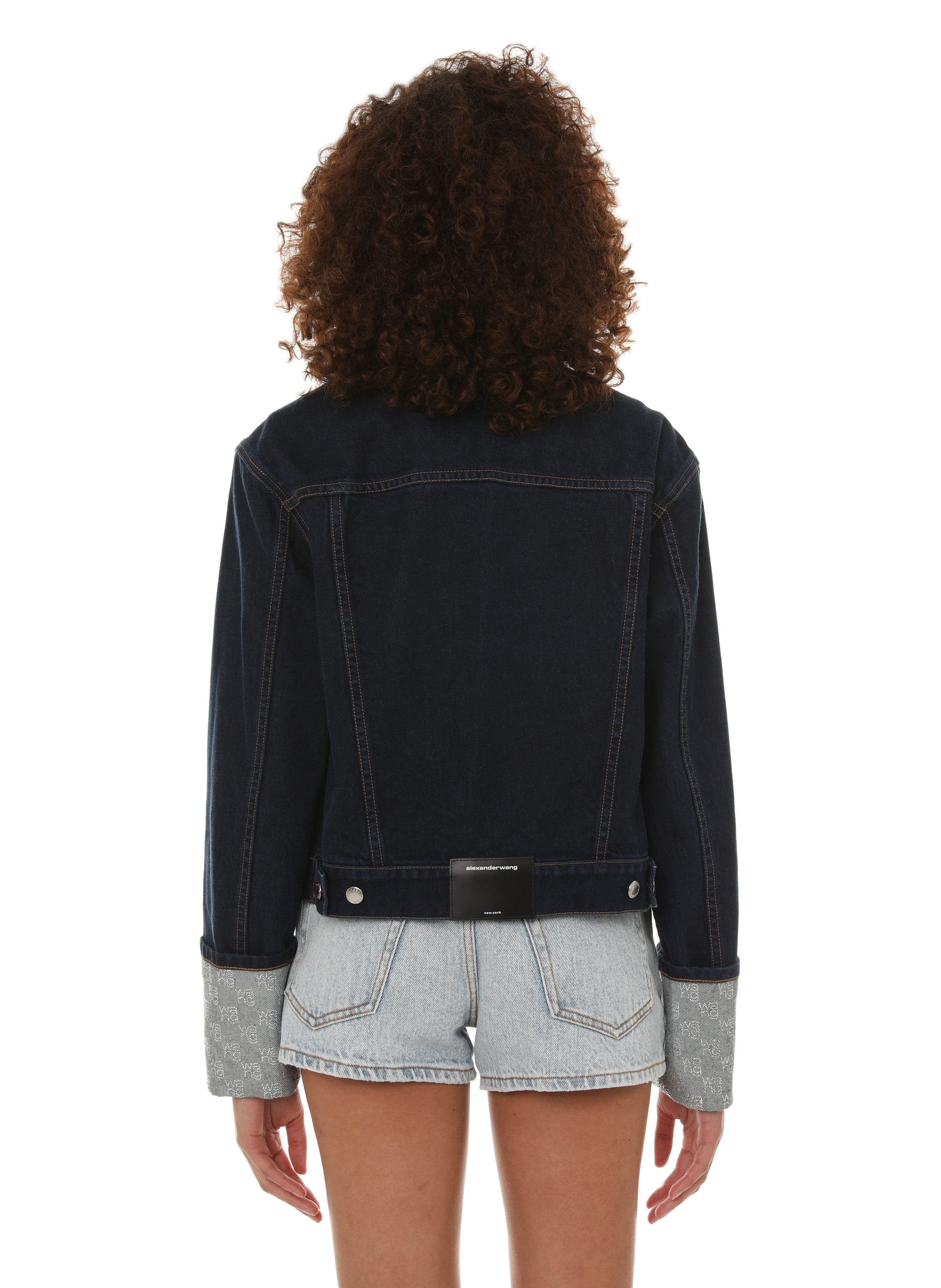 Veste jean à détail strass ALEXANDER WANG Bleu