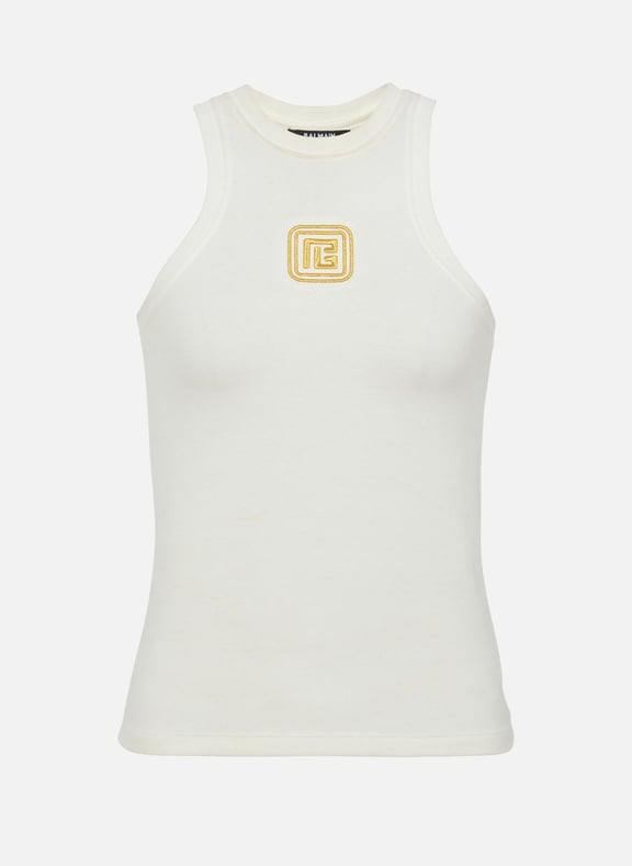 Débardeur avec broderie rétro pb Blanc by BALMAIN BALMAIN Débardeur avec broderie rétro pb Blanc