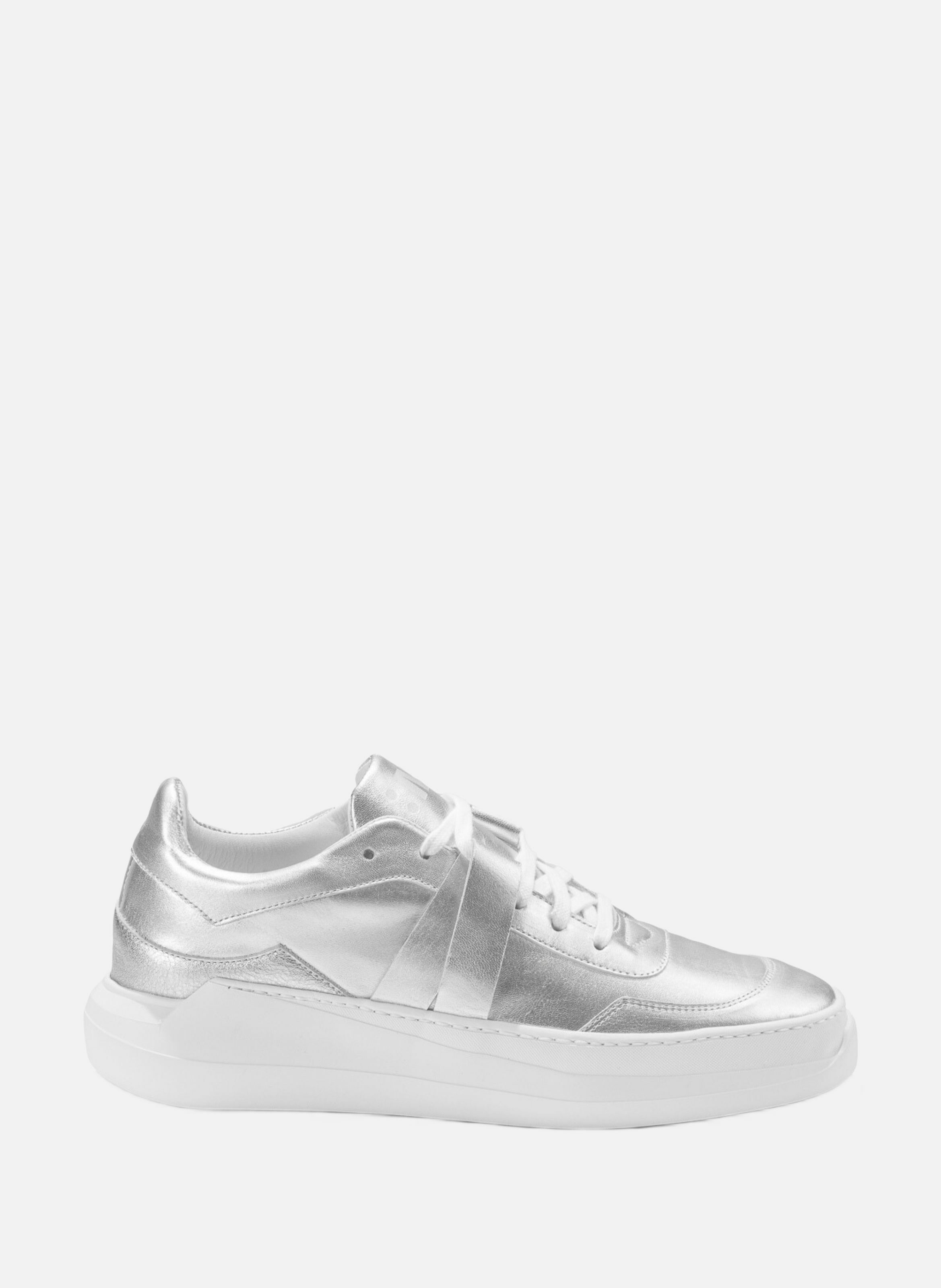 G2 : magnétite - sneakers en cuir métallisé argenté EVI Argent