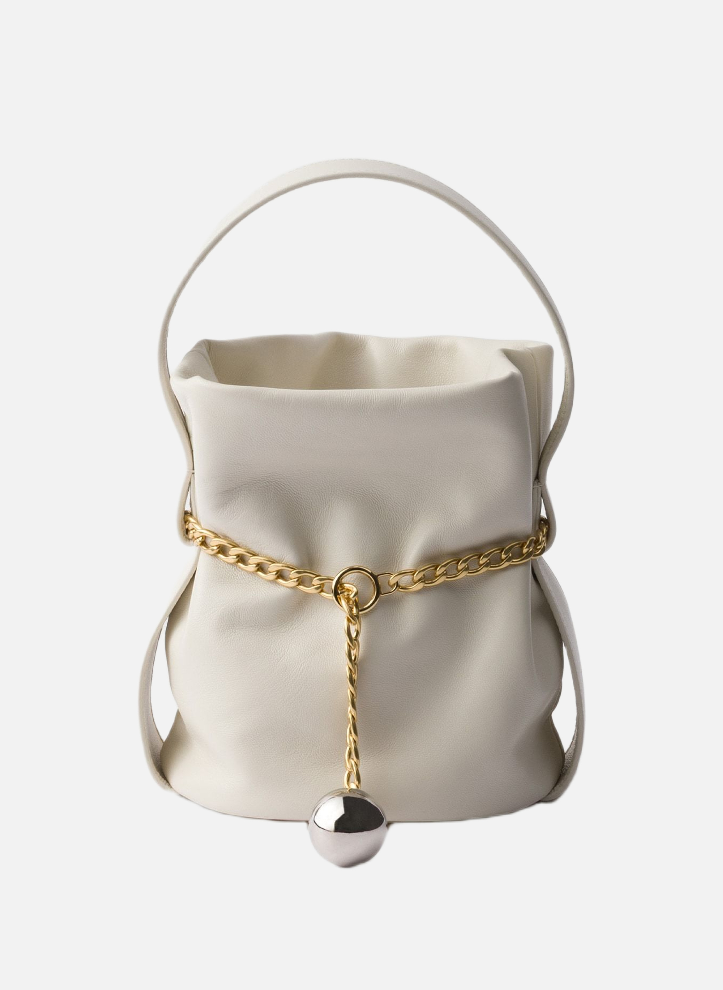 Petit sac seau en cuir nappa PRADA Blanc