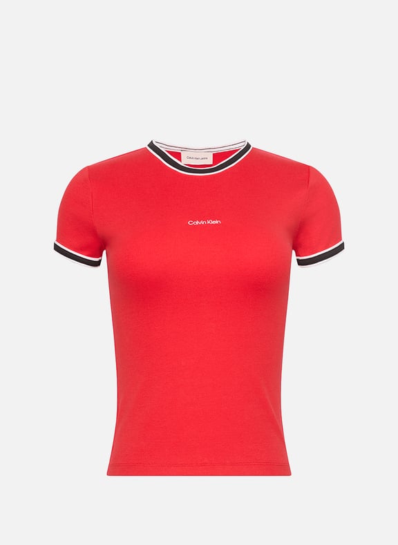 T-shirt cintré en coton mélangé Rouge by CALVIN KLEIN CALVIN KLEIN T-shirt cintré en coton mélangé Rouge