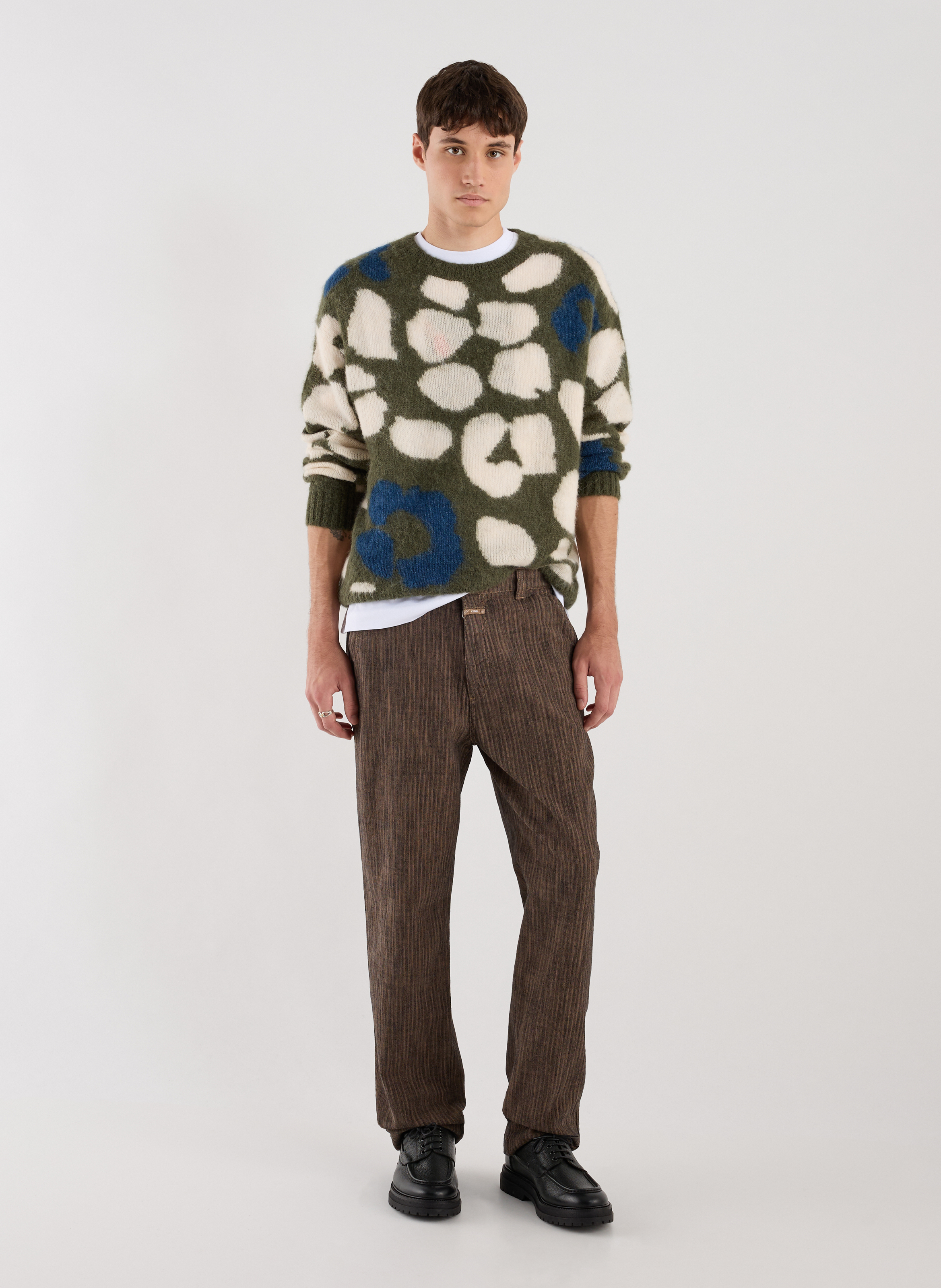 Pull imprimé en laine et alpaga mélangés CLOSED Vert