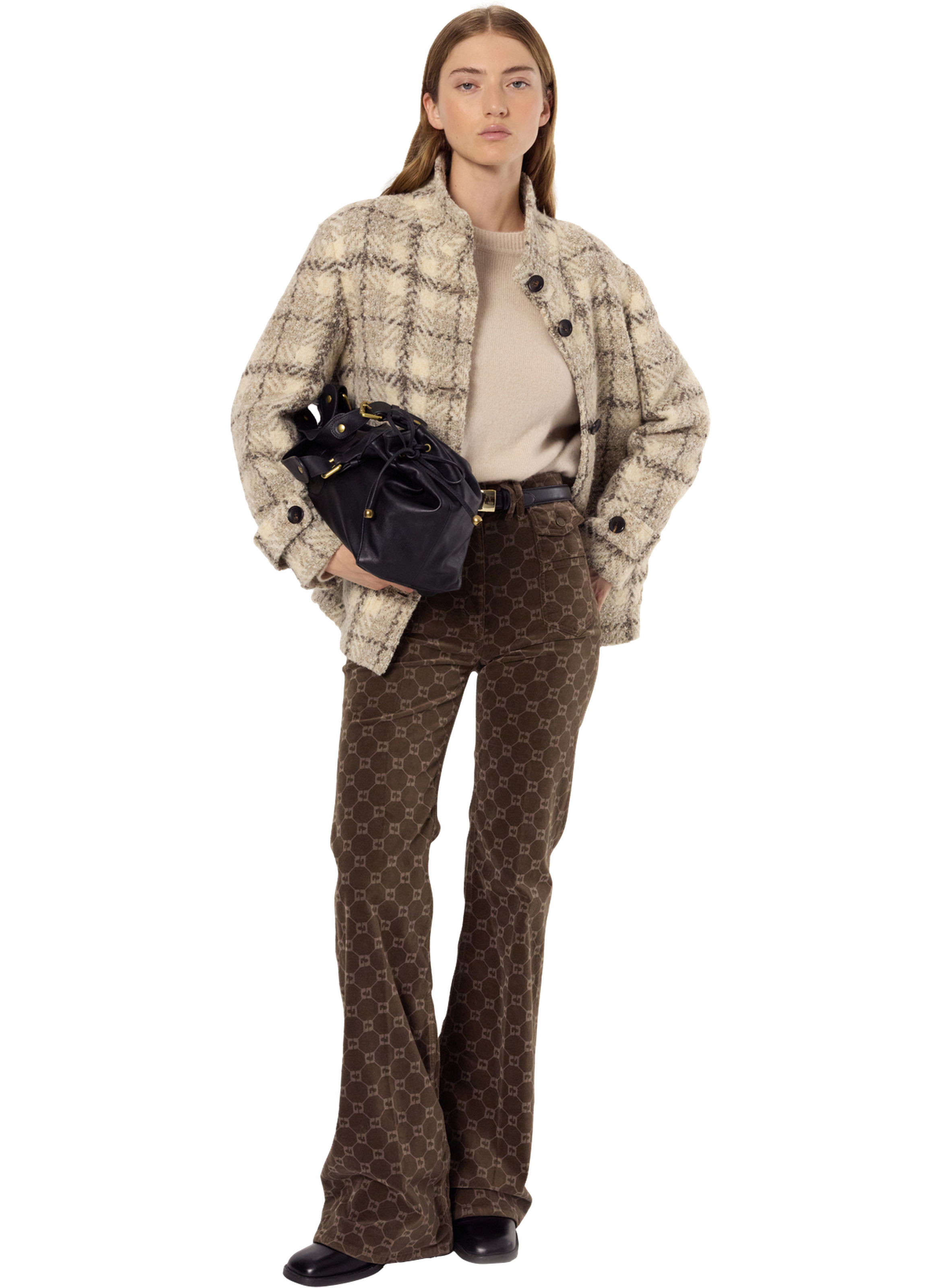 Manteau court à carreaux - manuela GERARD DAREL Beige