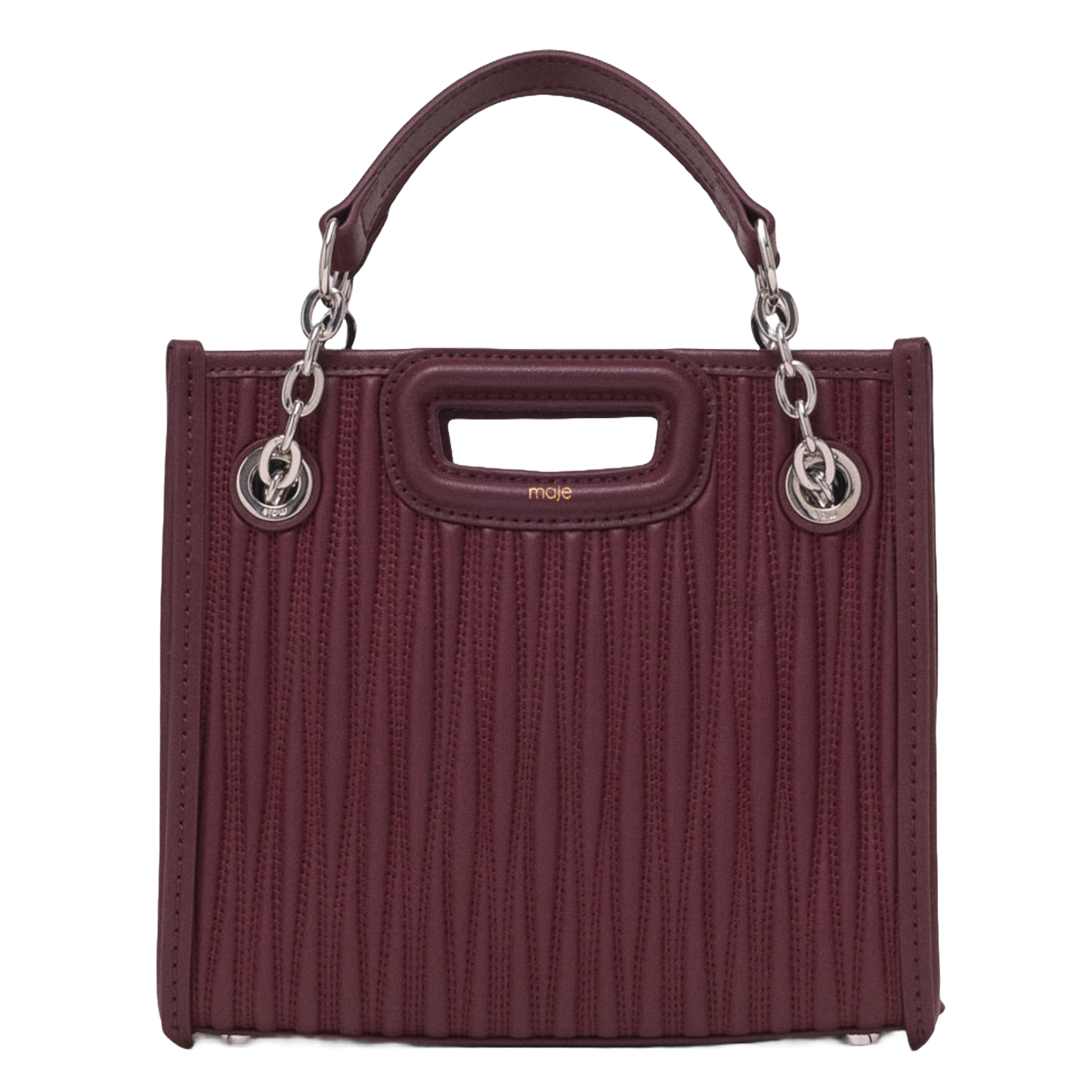 Sac bandoulière en cuir m cabas mini MAJE Rouge