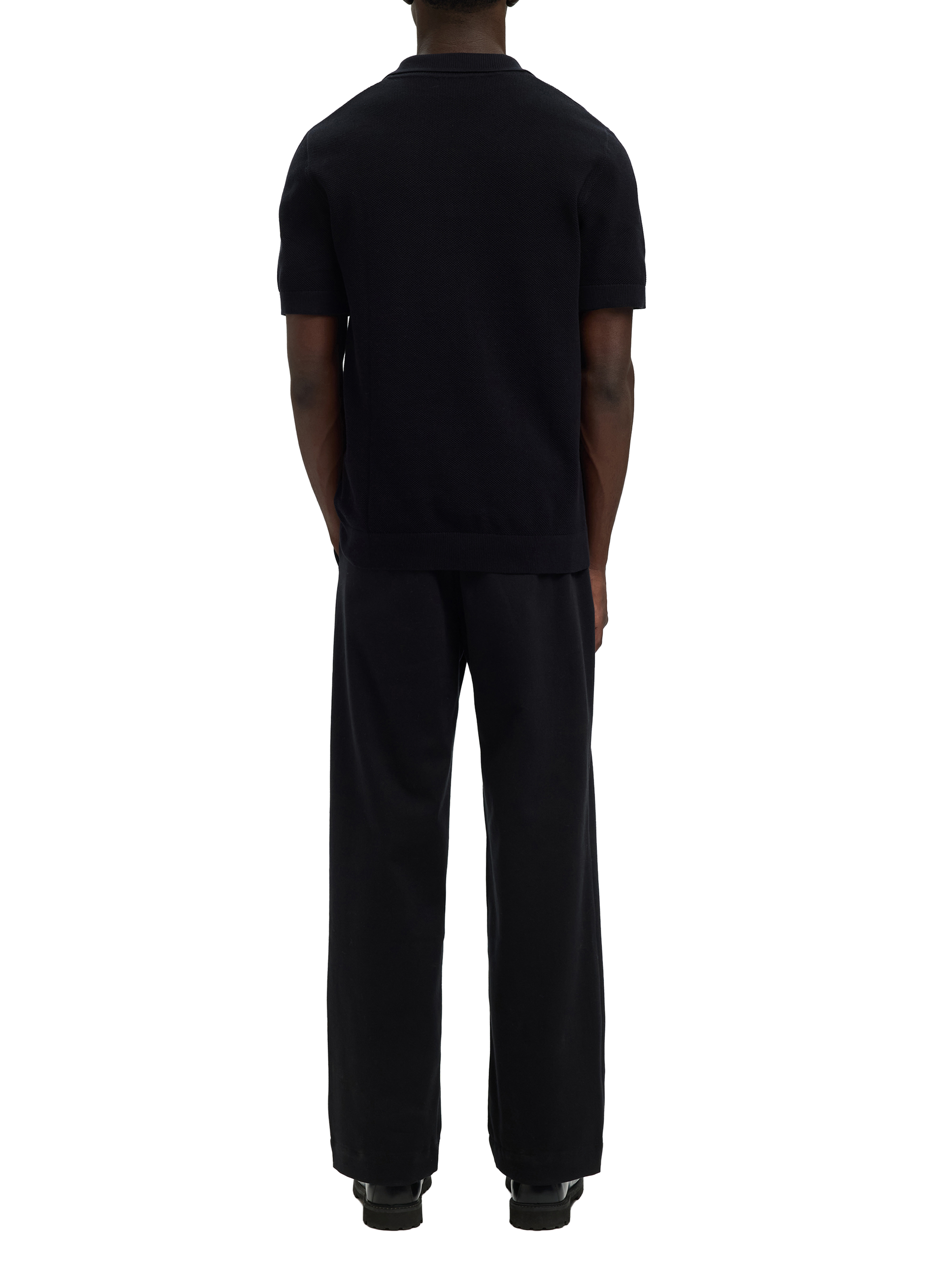 Polo manches courtes en coton biologique SELECTED Noir