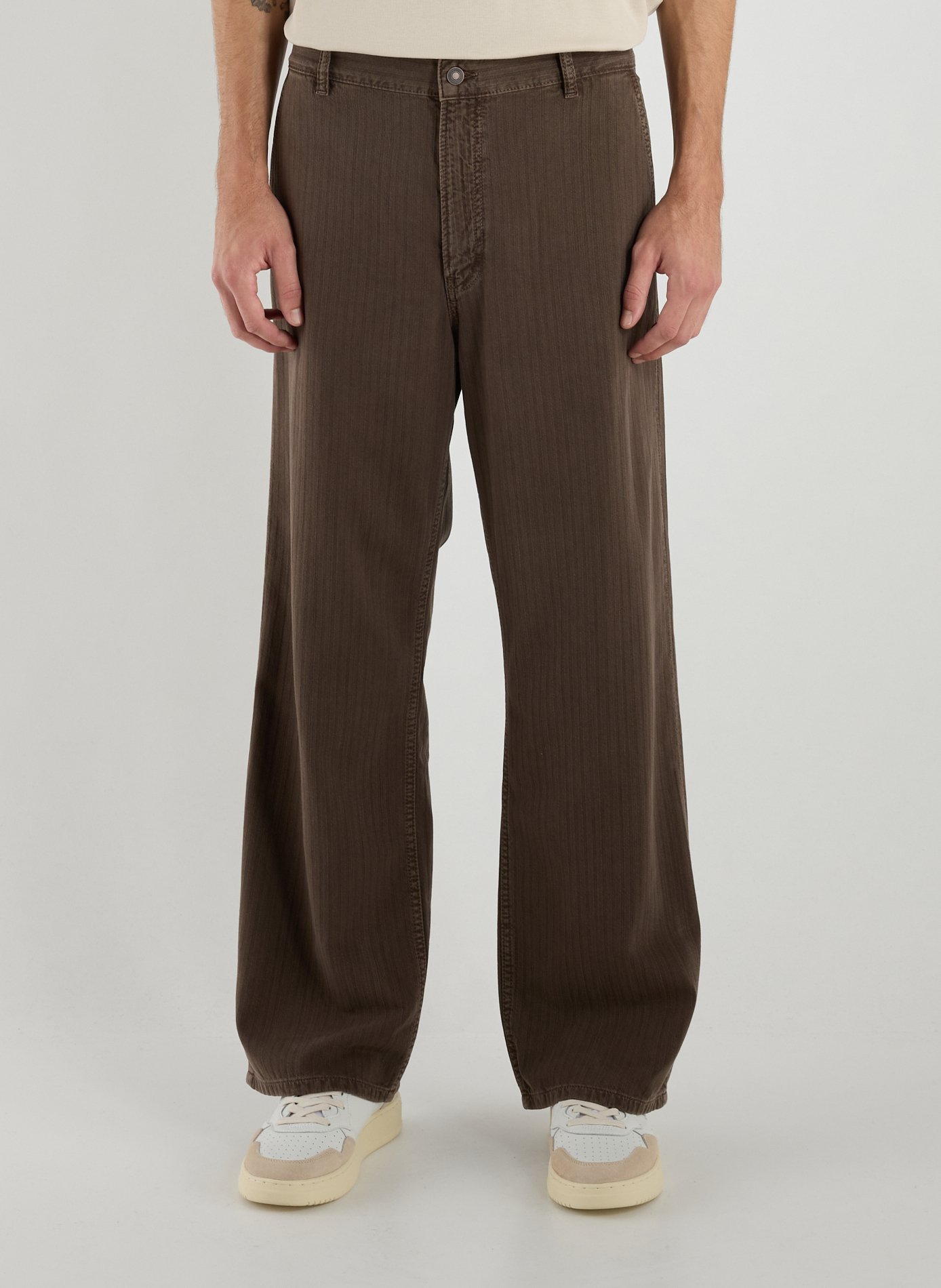 JEANERICA DENIM Jeans droit en coton mélangé Marron