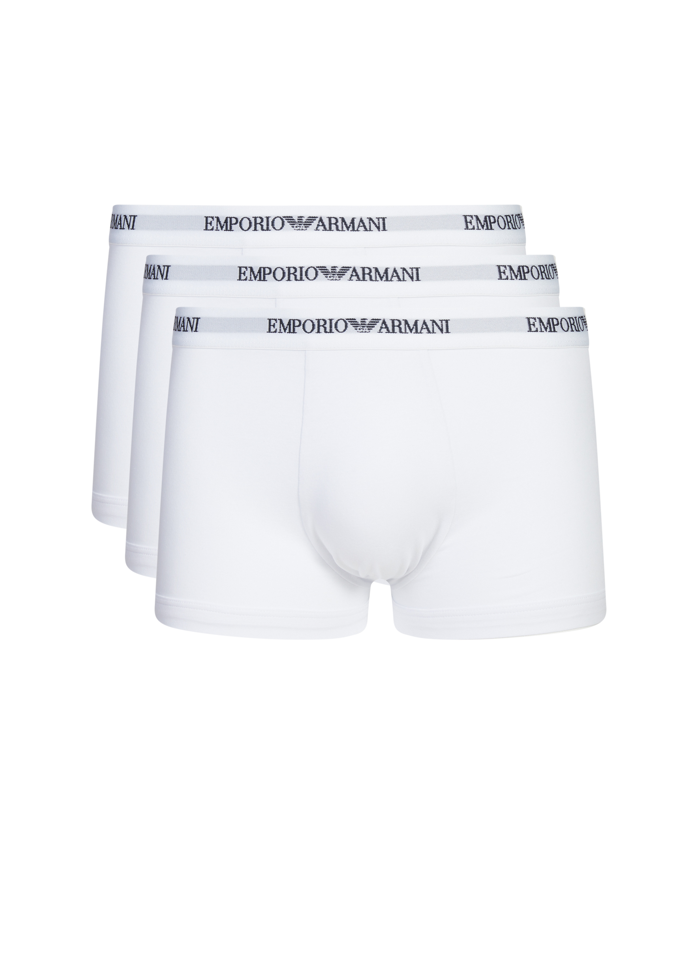 EMPORIO ARMANI Lot de trois boxers en coton mélangé Blanc
