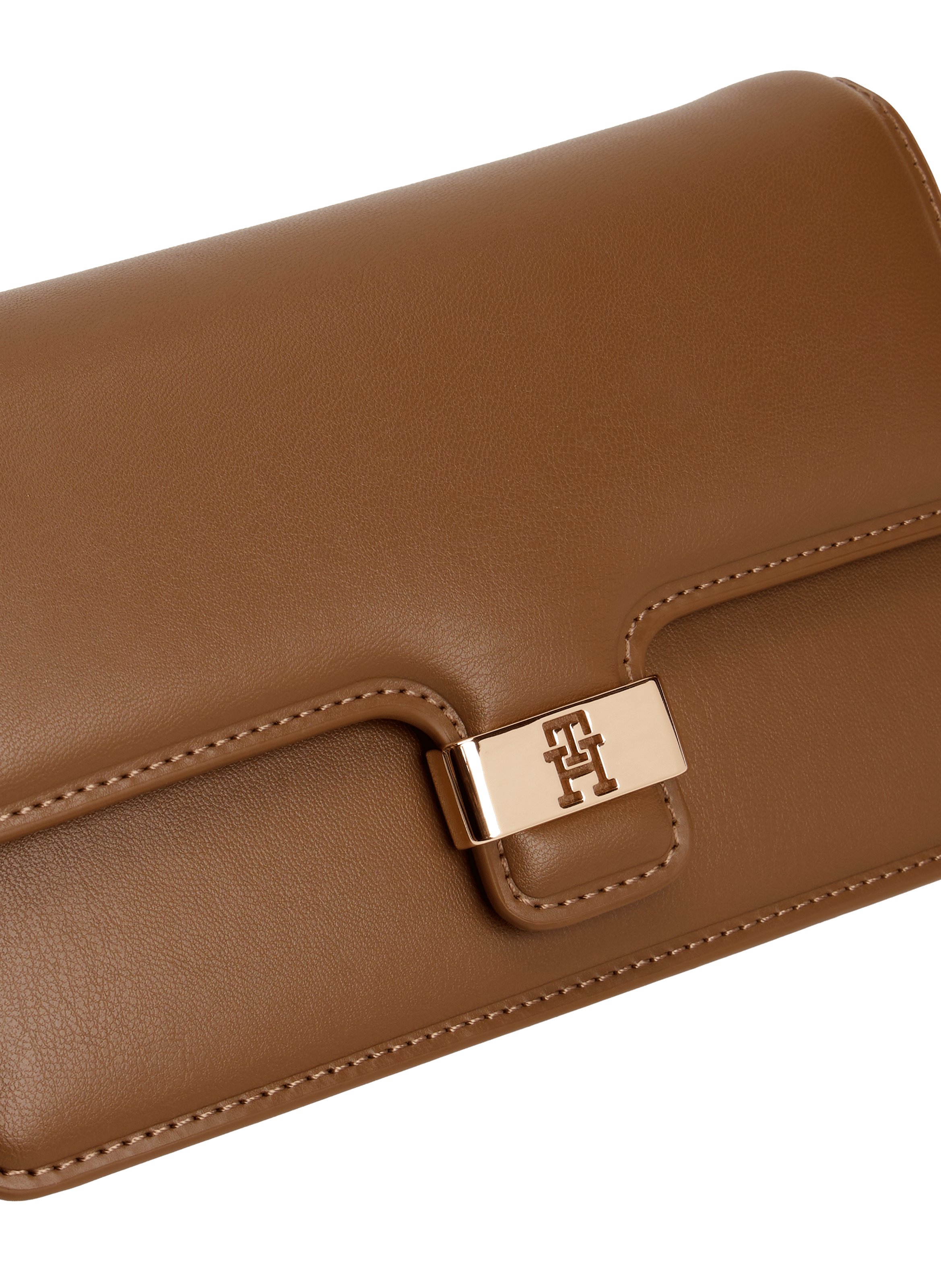 Clutch bag with logoed clasp in faux leather TOMMY HILFIGER Brown