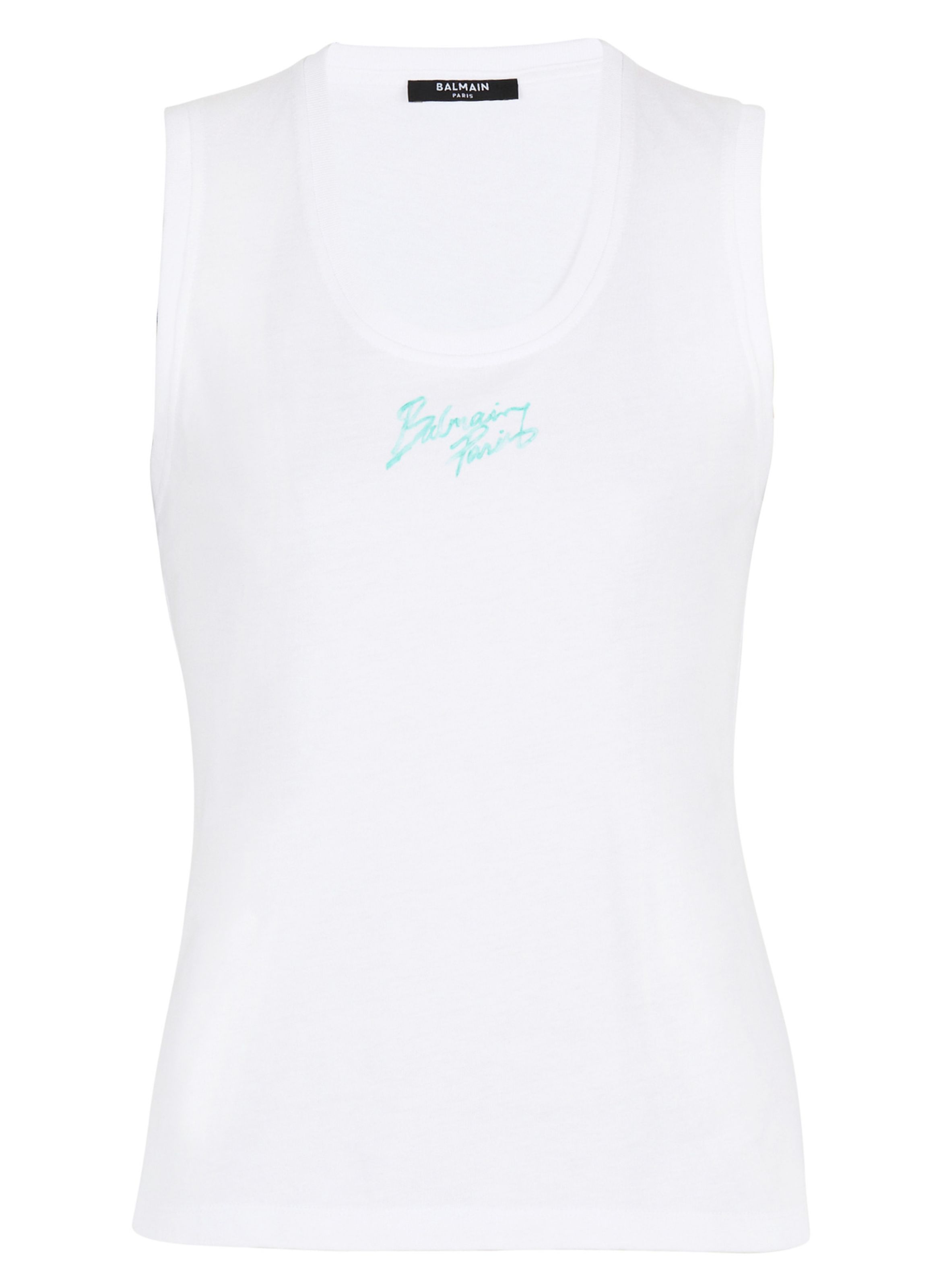 Débardeur décontracté avec imprimé balmain paris brush BALMAIN Blanc