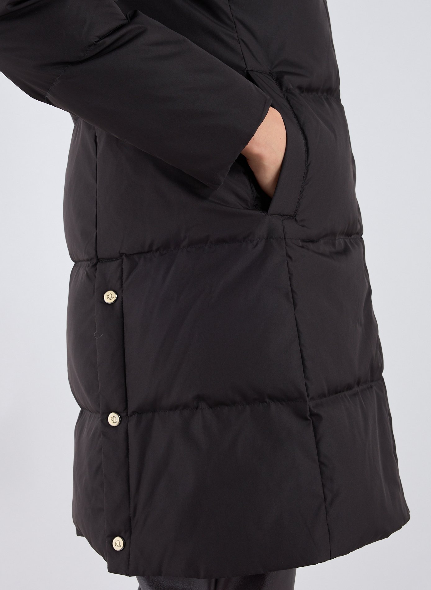 Doudoune longue matelassé à capuche LAUREN Noir