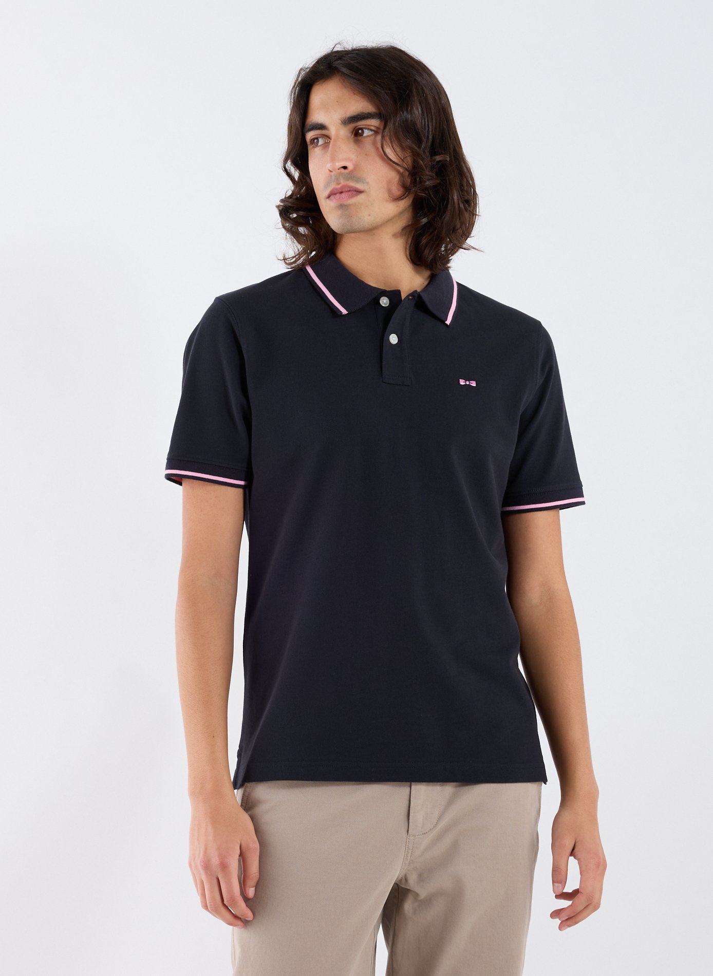 Short-sleeved cotton polo shirt EDEN PARK Blue