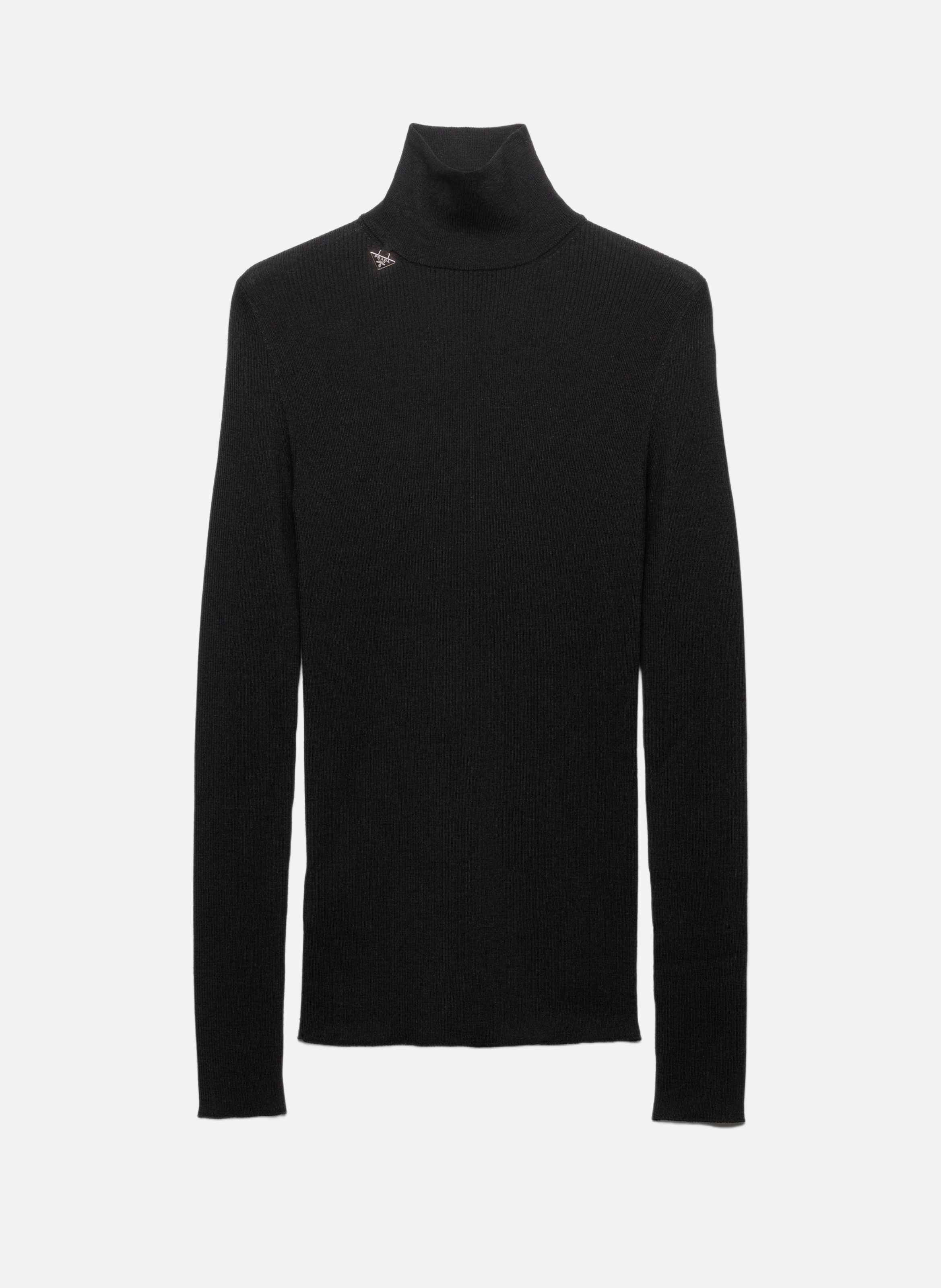 Pull à col roulé en laine PRADA Noir