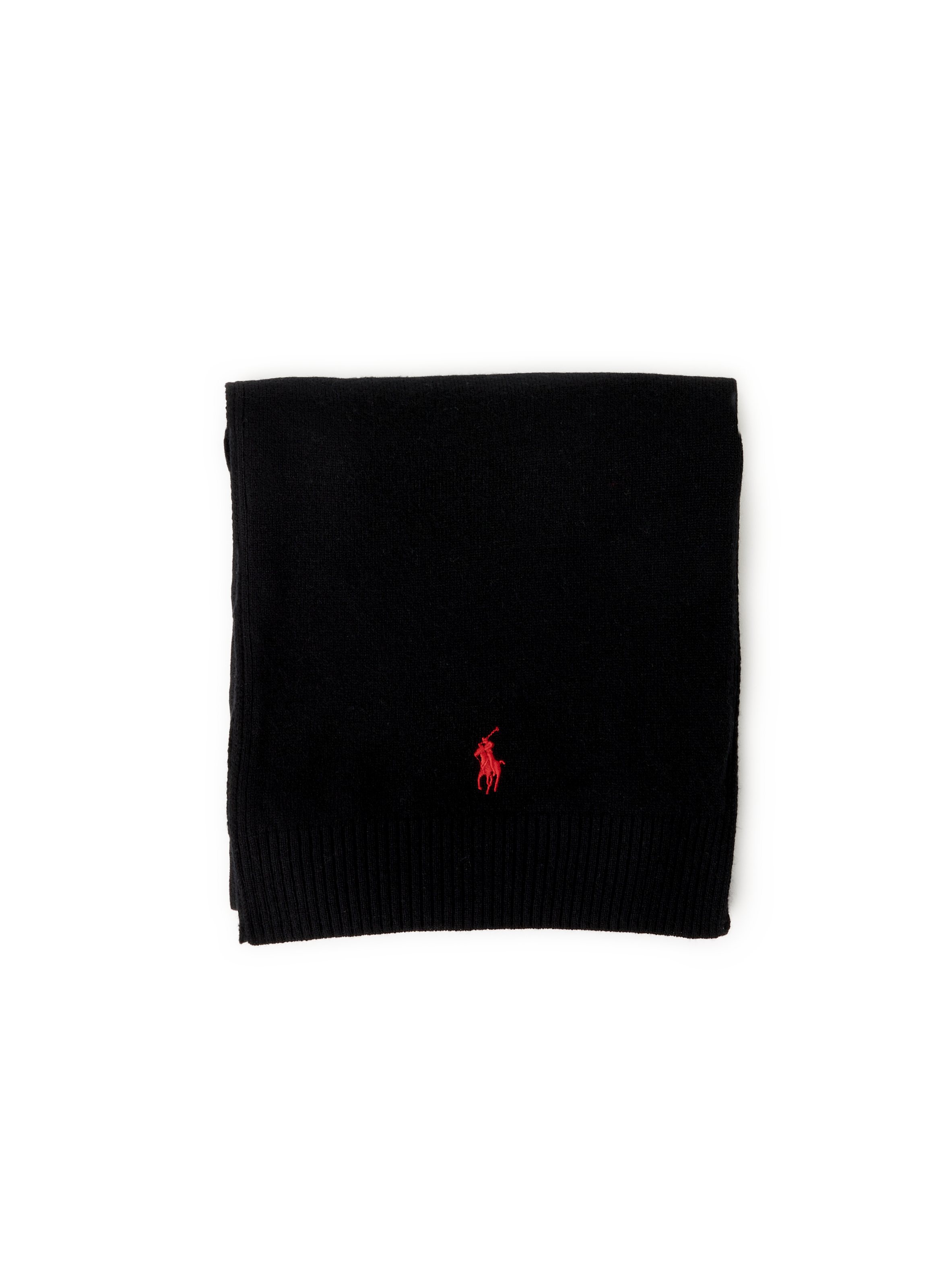 POLO RALPH LAUREN Echarpe droit brodé en laine mérinos Noir