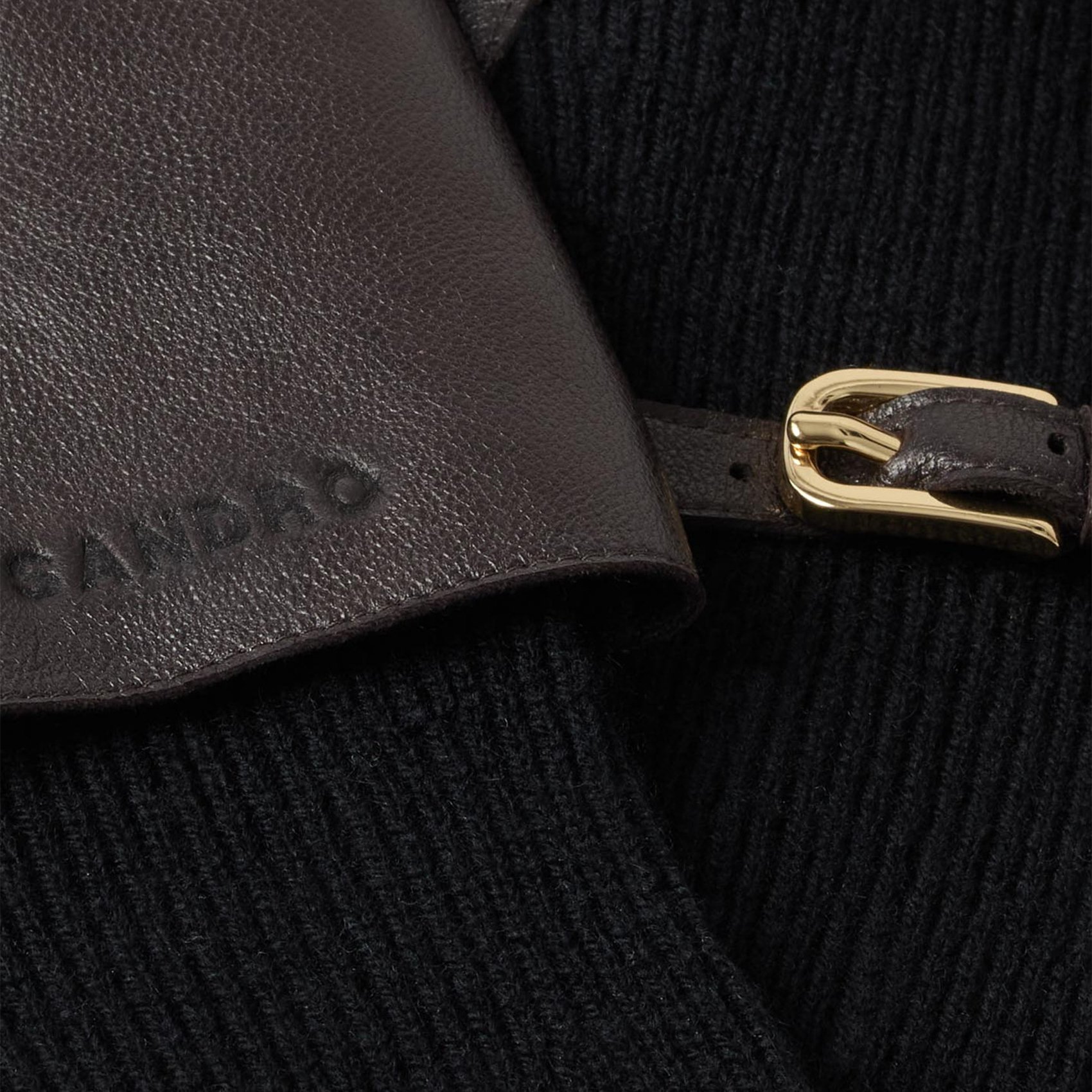 Gants en maille et cuir SANDRO Noir