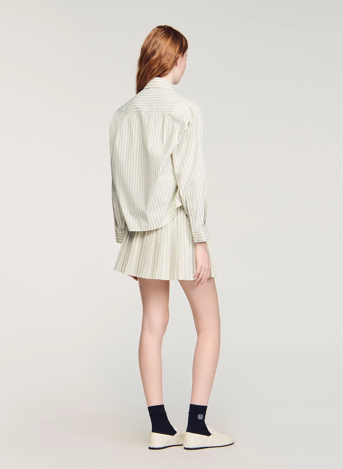 Chemise col classique à rayures SANDRO Beige