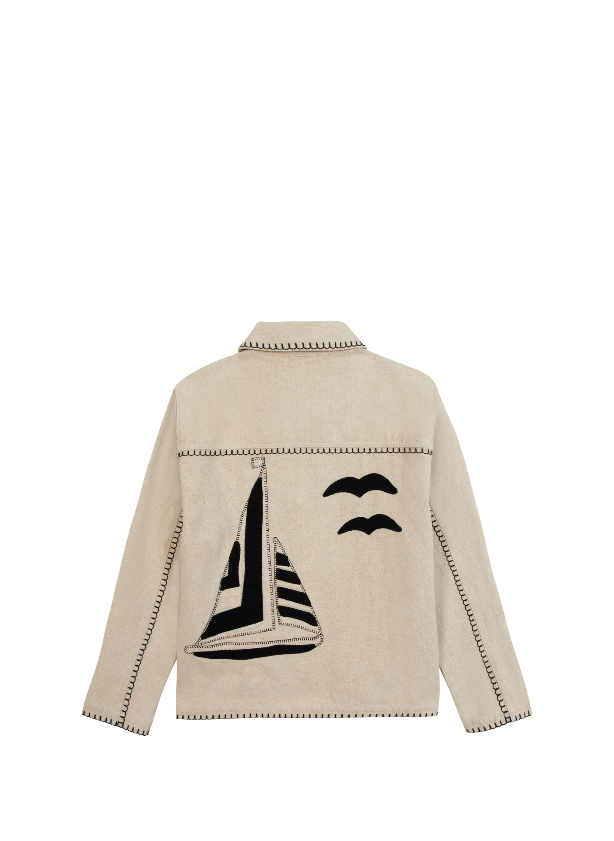 Veste Lemonnier brodée en coton et lin MAISON LABICHE Beige