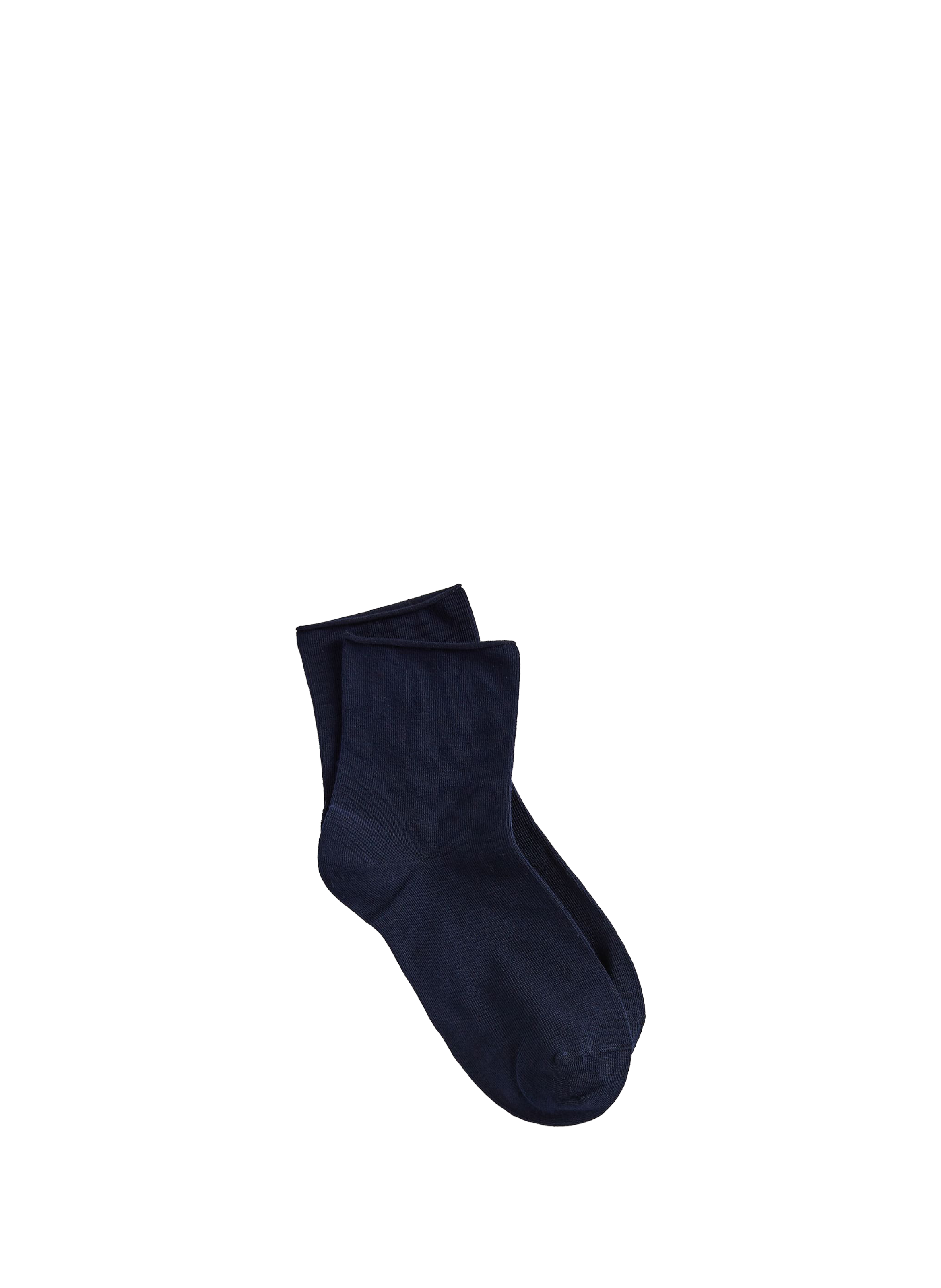 Socquettes bord roulotté en coton bio mélangés LE BOURGET Bleu