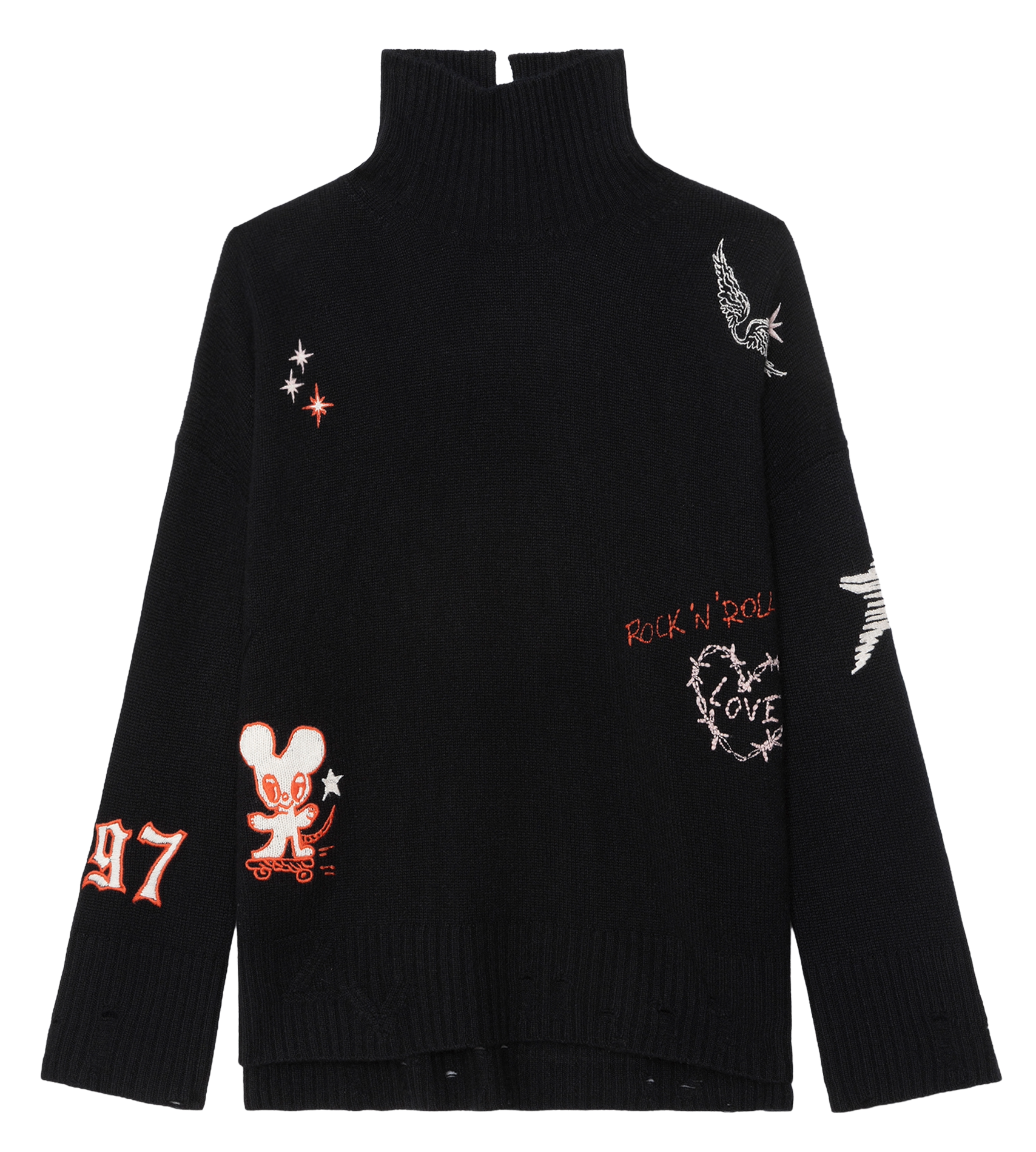 Pull droit col montant en cachemire bleeza ZADIG&VOLTAIRE Noir