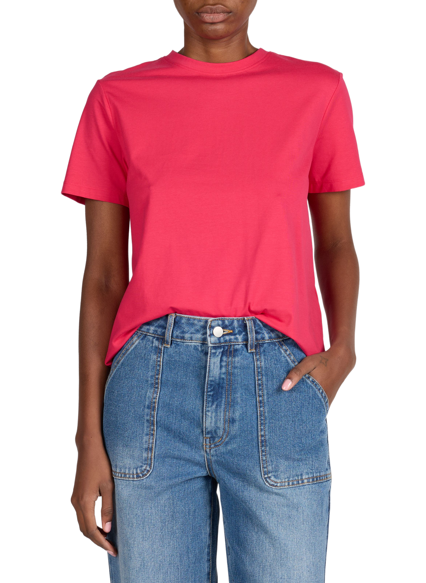 Round-neck Vinora T-shirt in blended cotton VILA Pink
